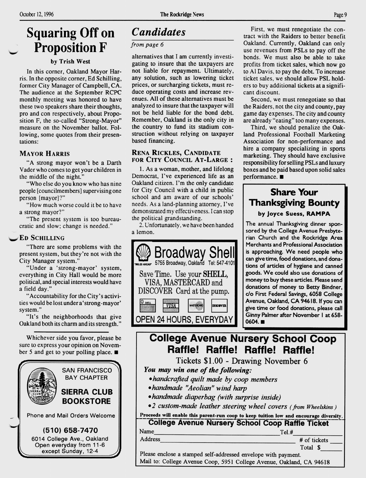 Click to zoom in The Rockridge News, October 1996, page 9