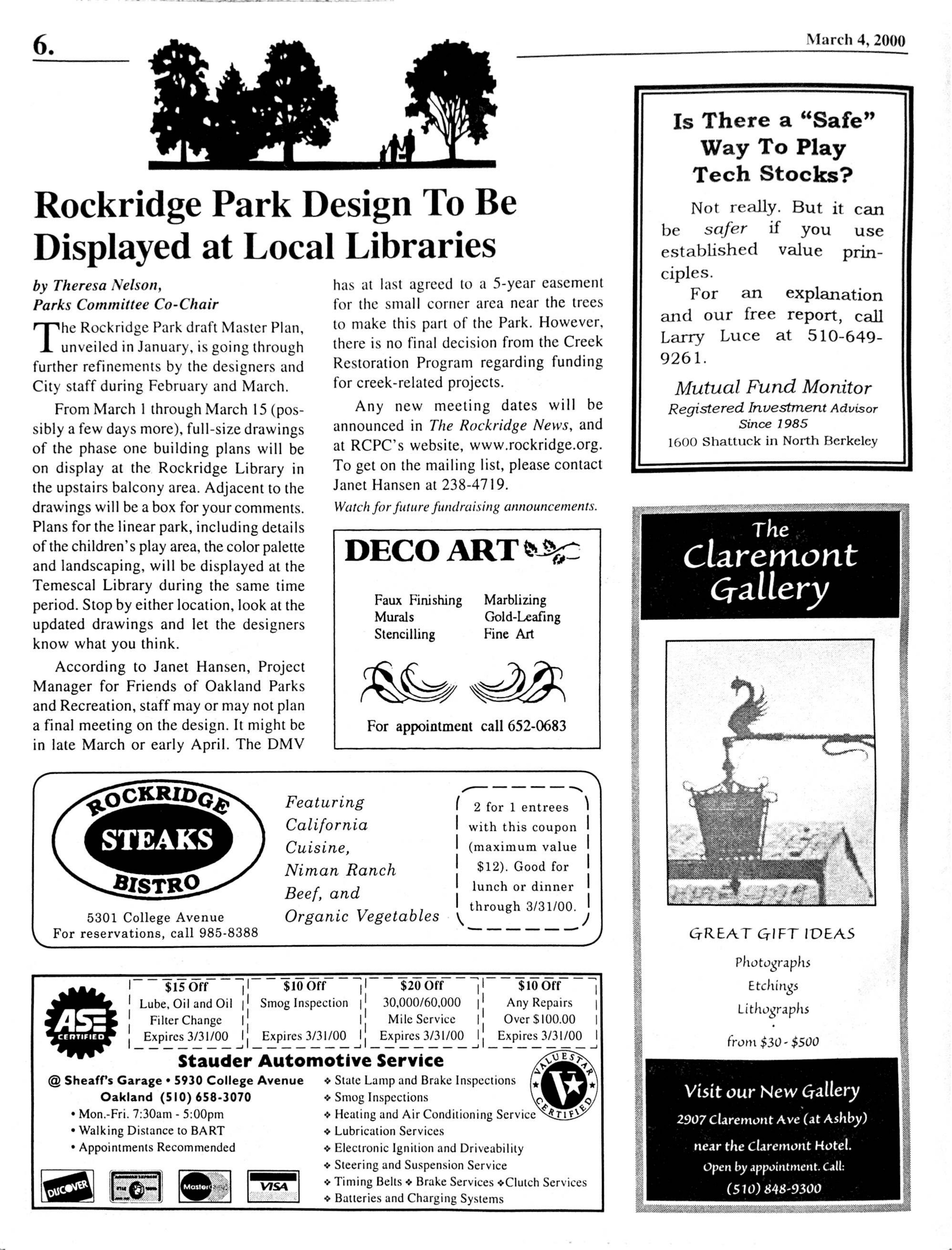 Click to zoom in The Rockridge News, March 2000, page 6