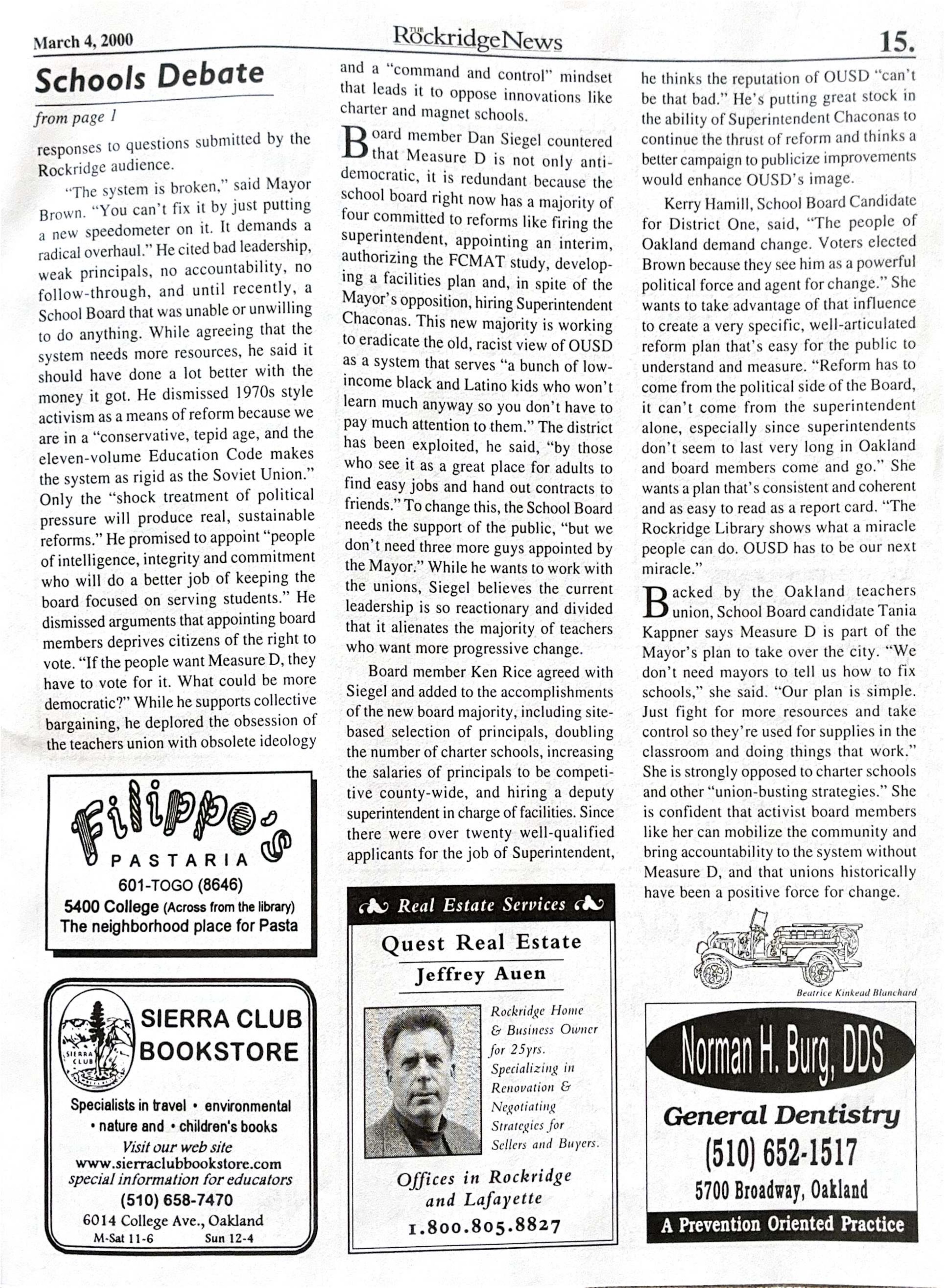 Click to zoom in The Rockridge News, March 2000, page 15