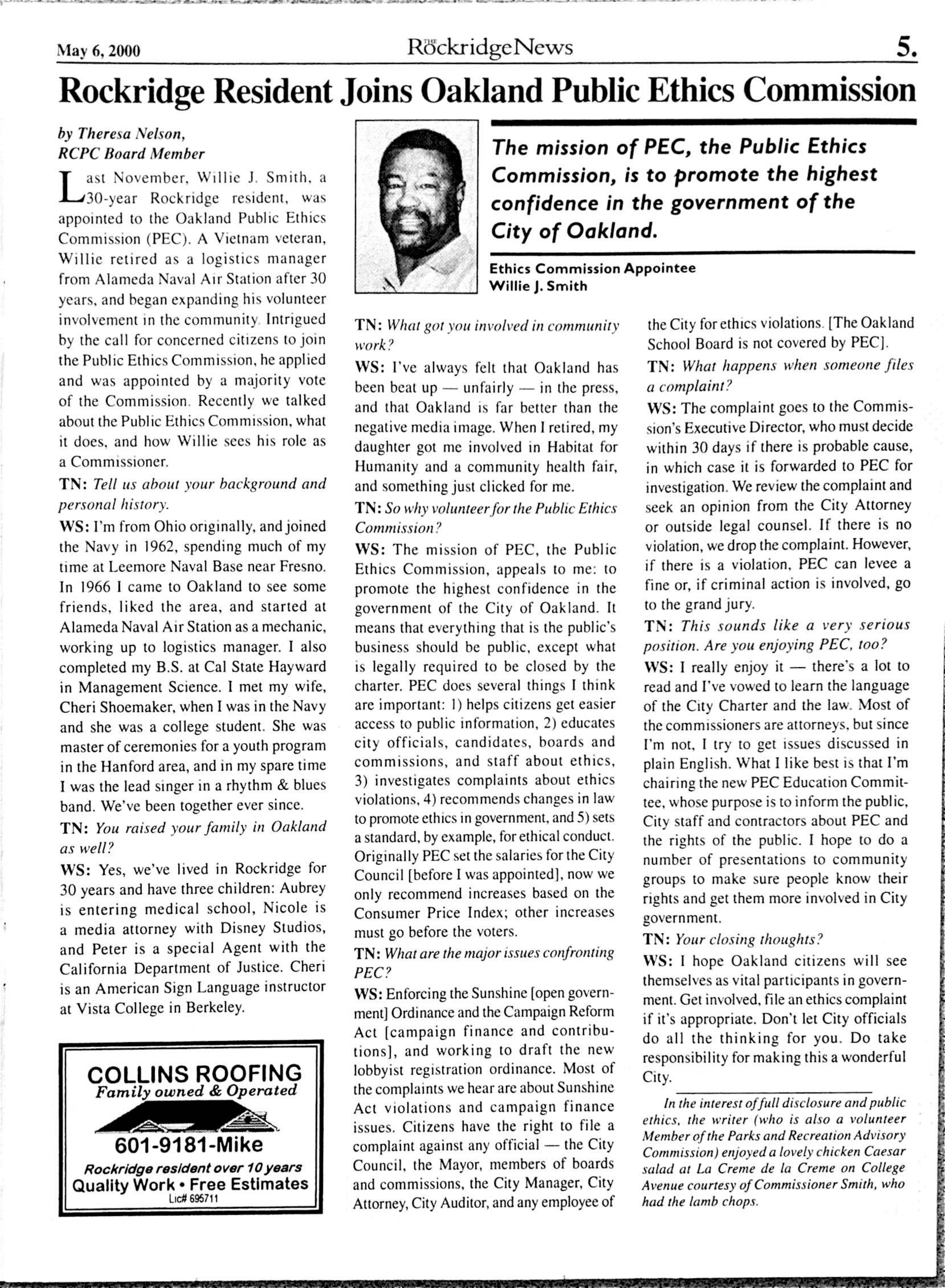 The Rockridge News, May 2000, page 5