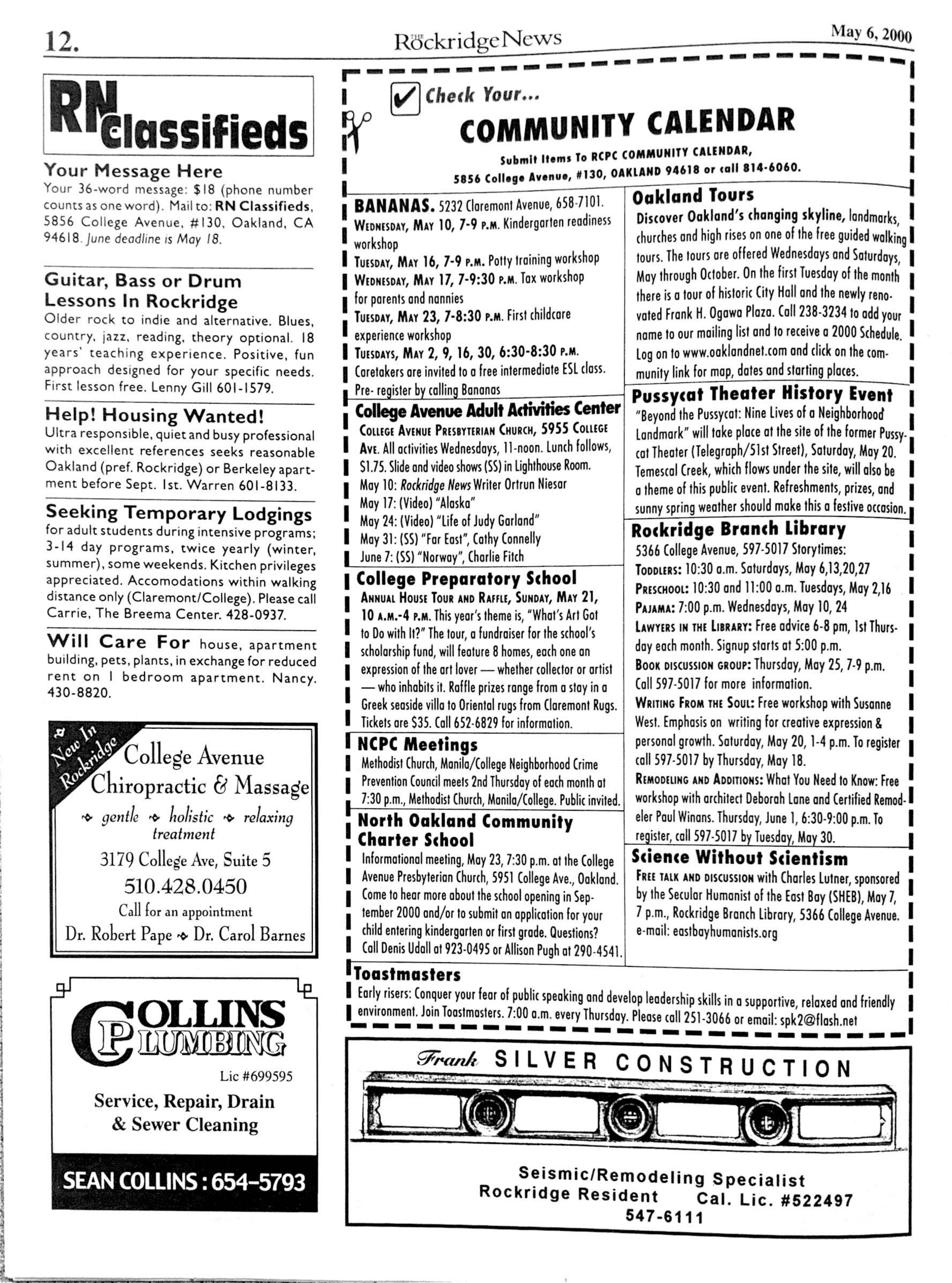 Click to zoom in The Rockridge News, May 2000, page 12
