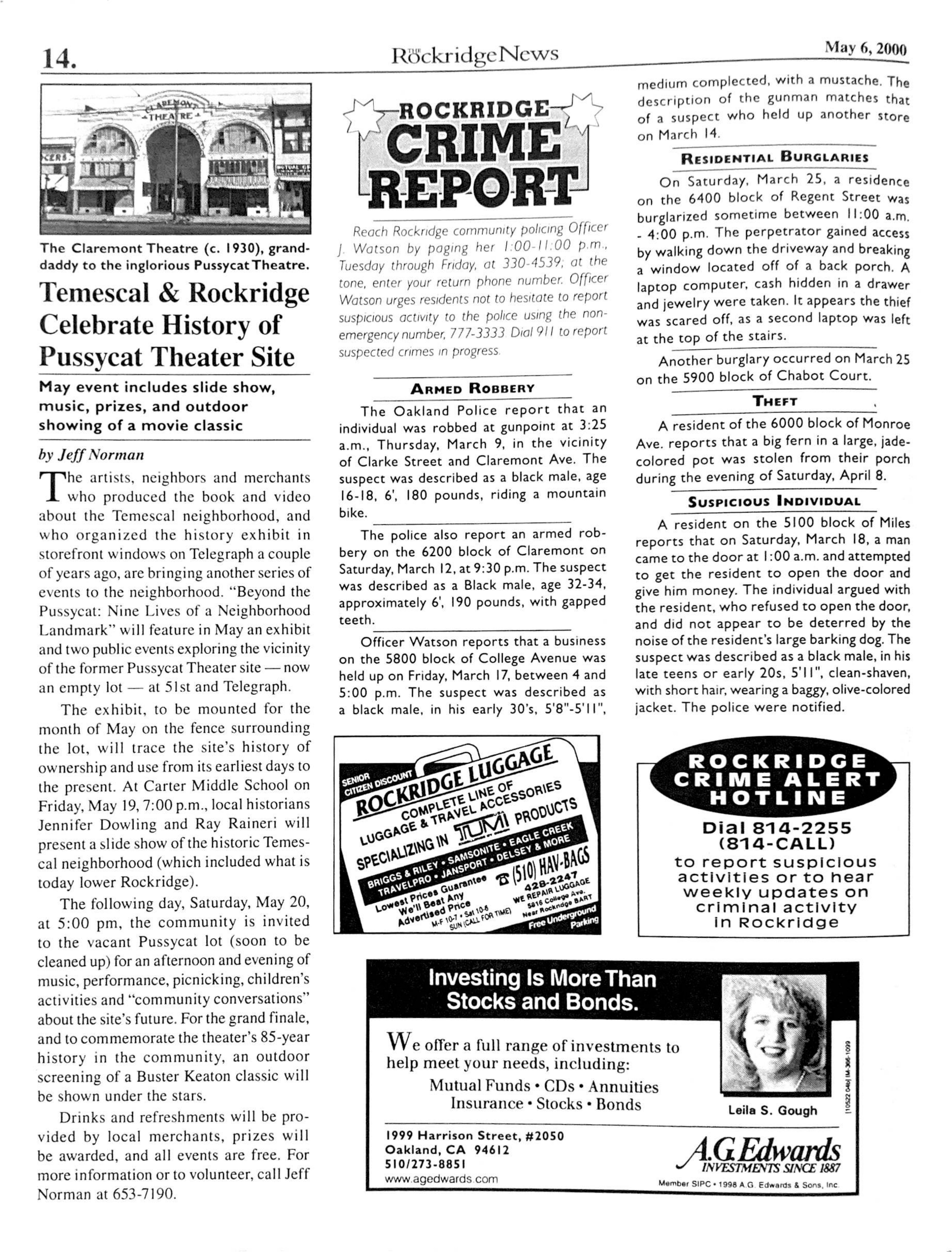 Click to zoom in The Rockridge News, May 2000, page 14