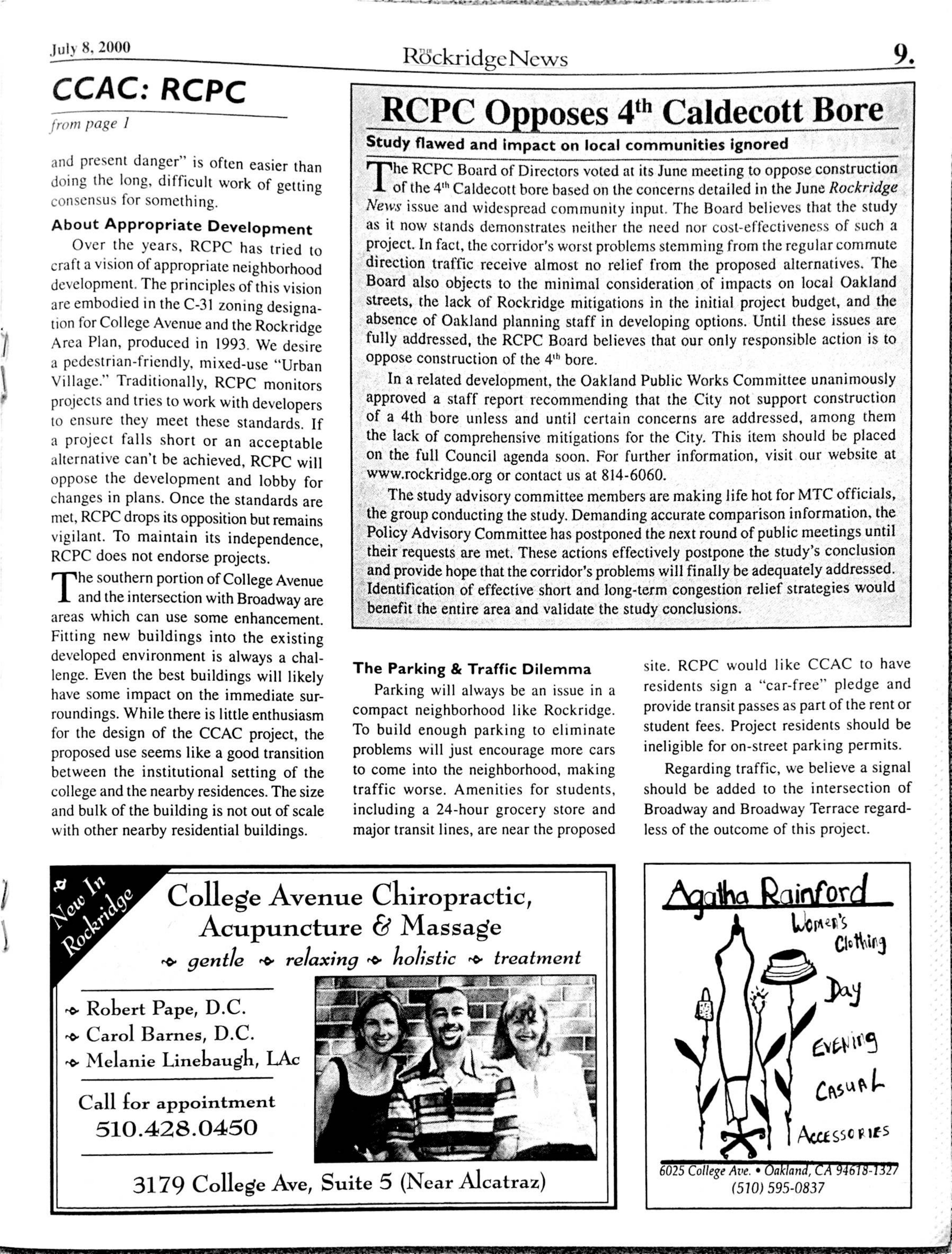 Click to zoom in The Rockridge News, July 2000, page 9