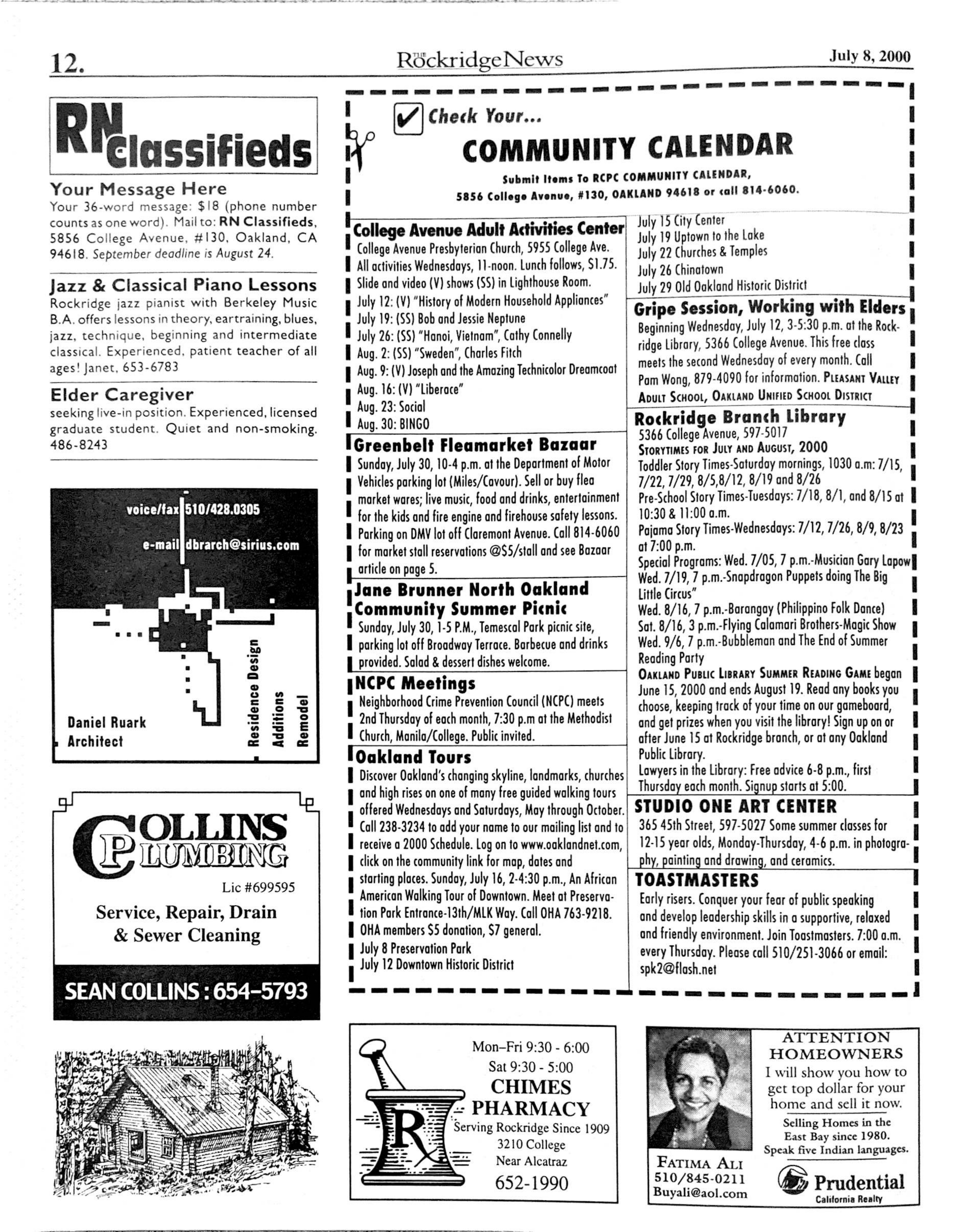 Click to zoom in The Rockridge News, July 2000, page 12