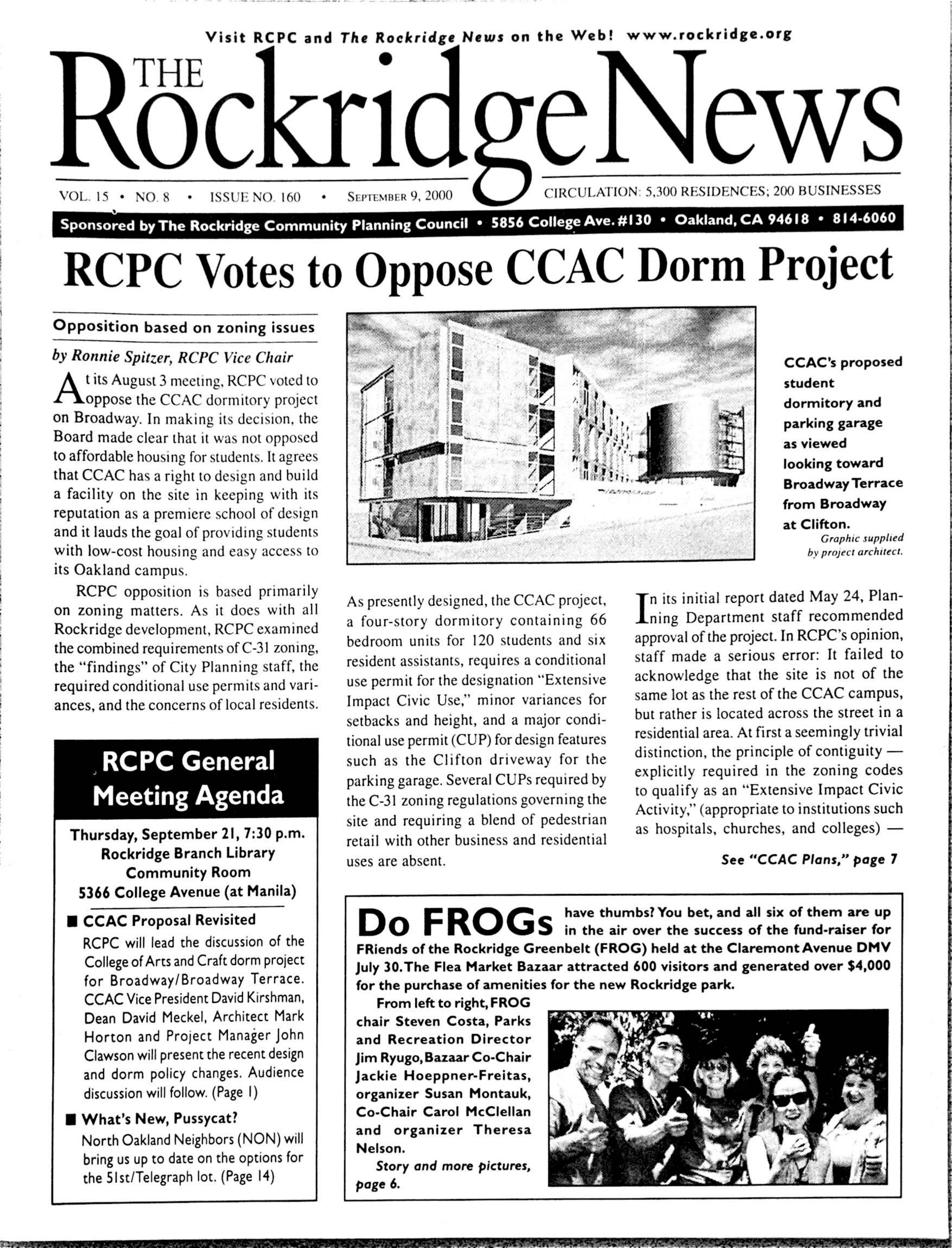 Click to zoom in The Rockridge News, September 2000, page 1