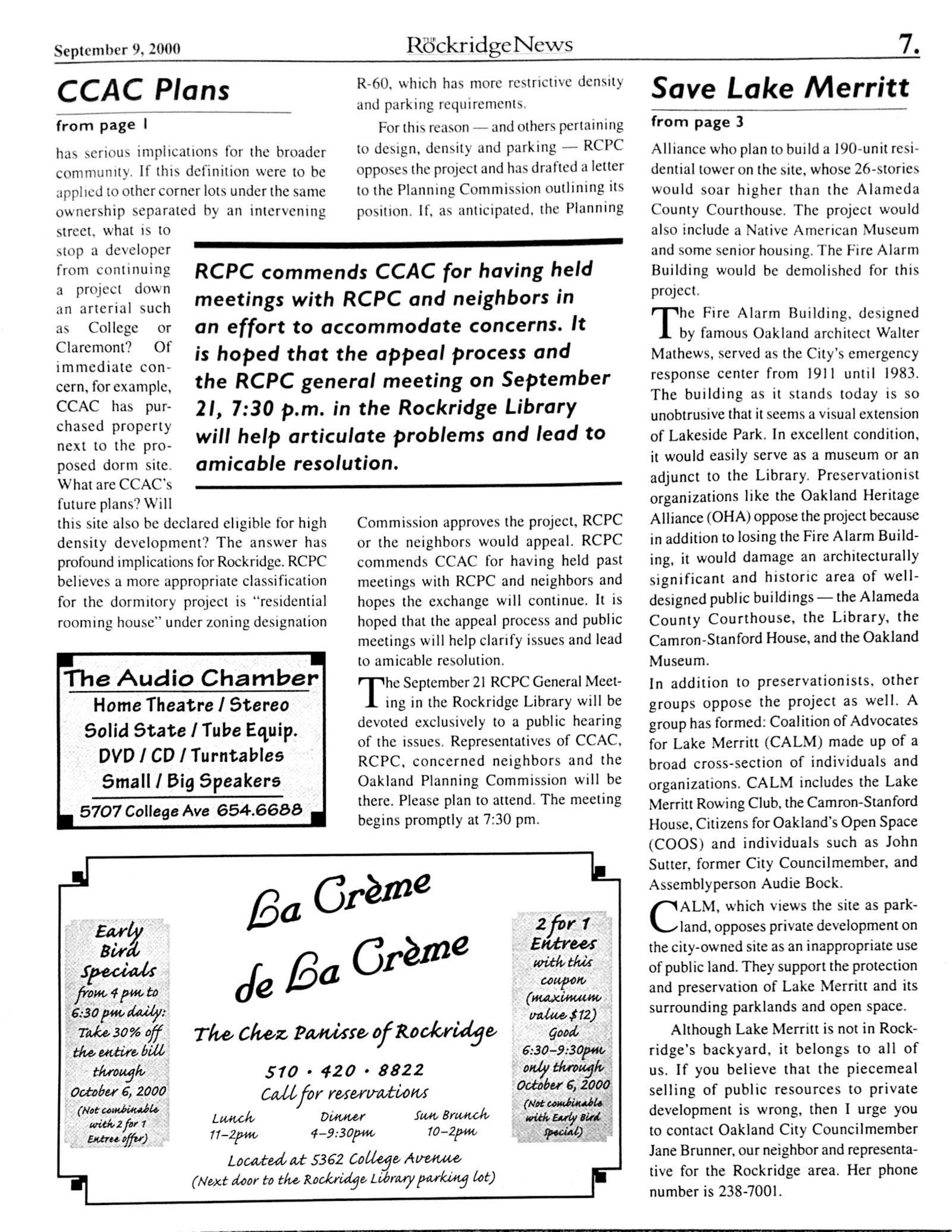 The Rockridge News, September 2000, page 7