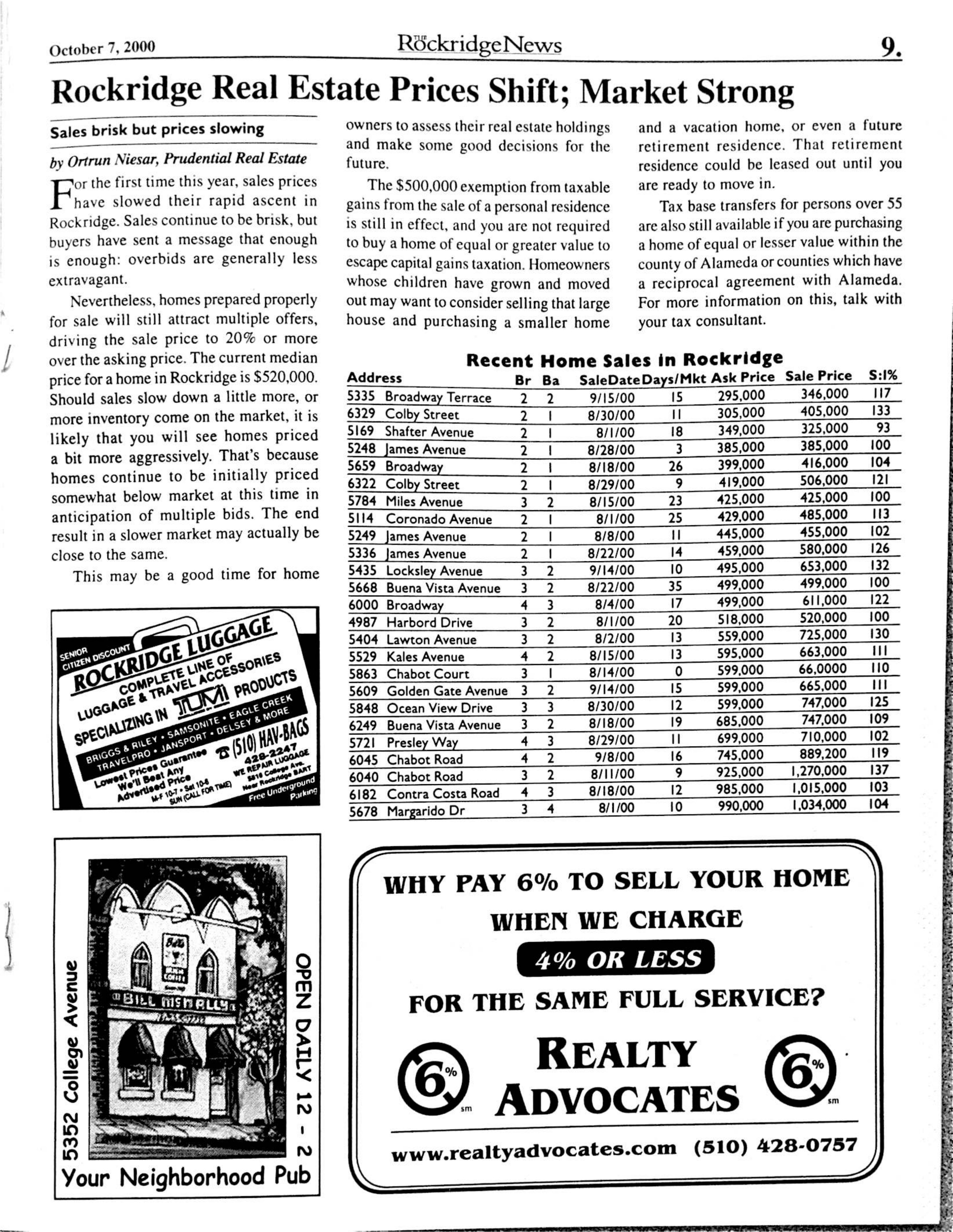 Click to zoom in The Rockridge News, October 2000, page 9