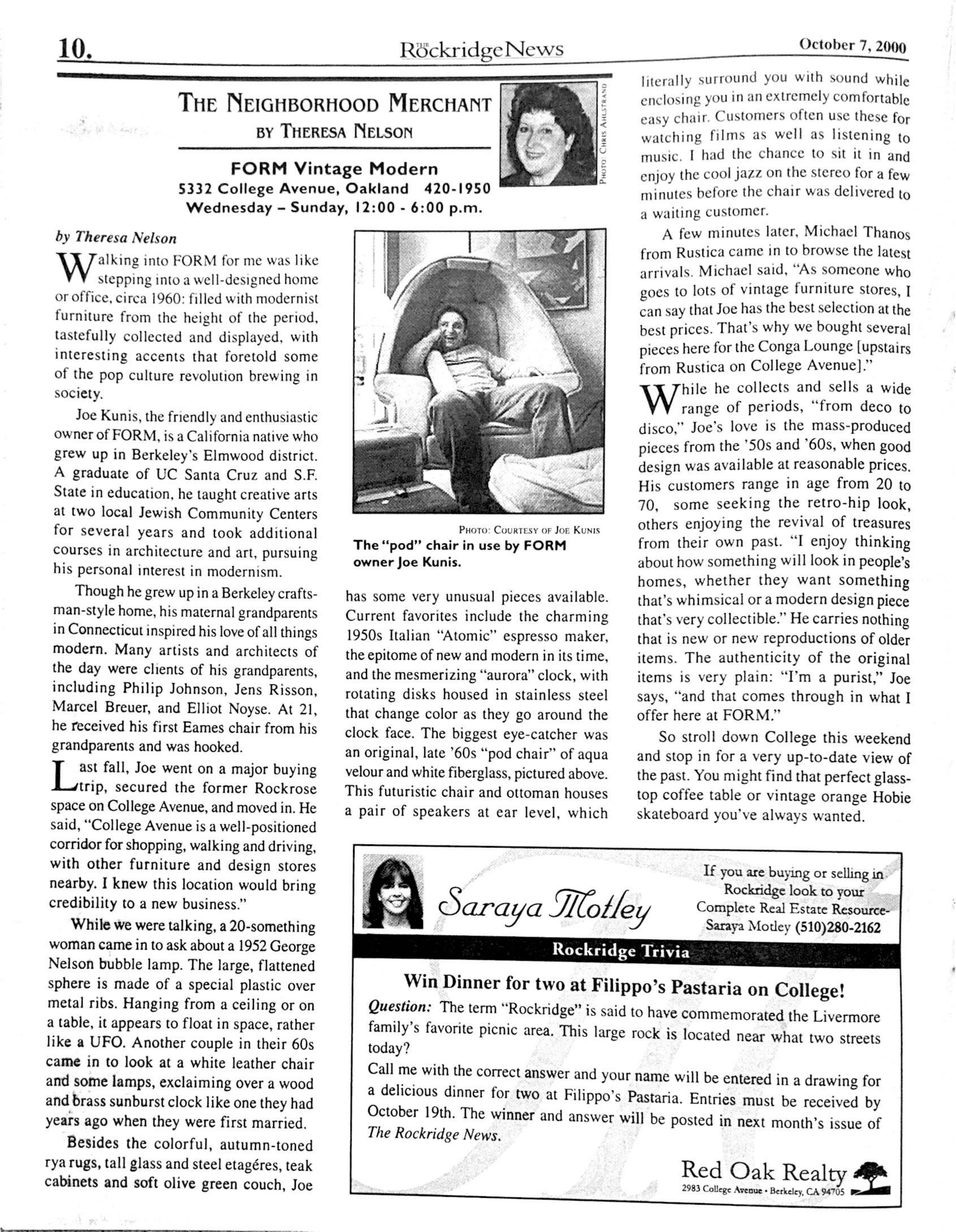 The Rockridge News, October 2000, page 10