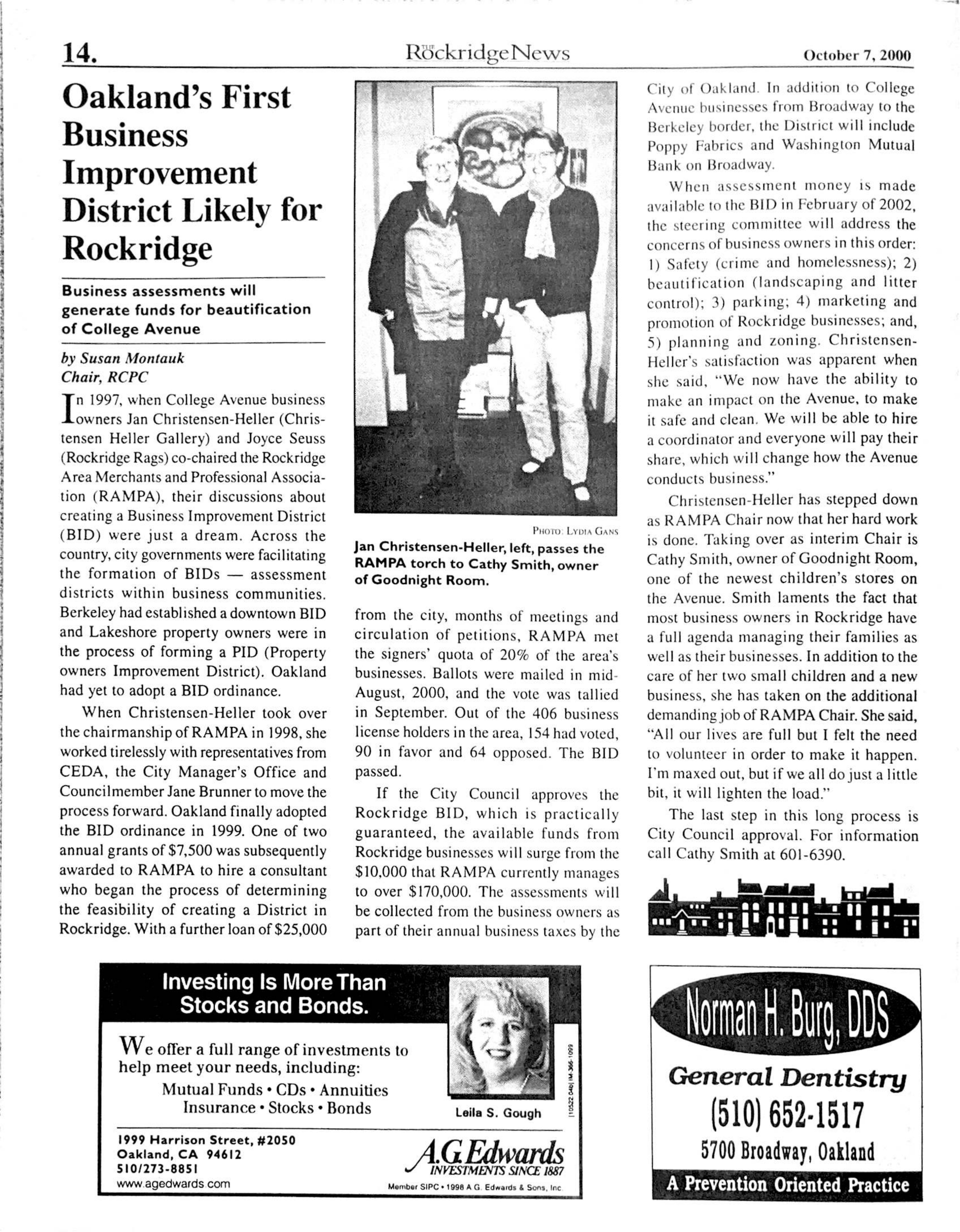 Click to zoom in The Rockridge News, October 2000, page 14