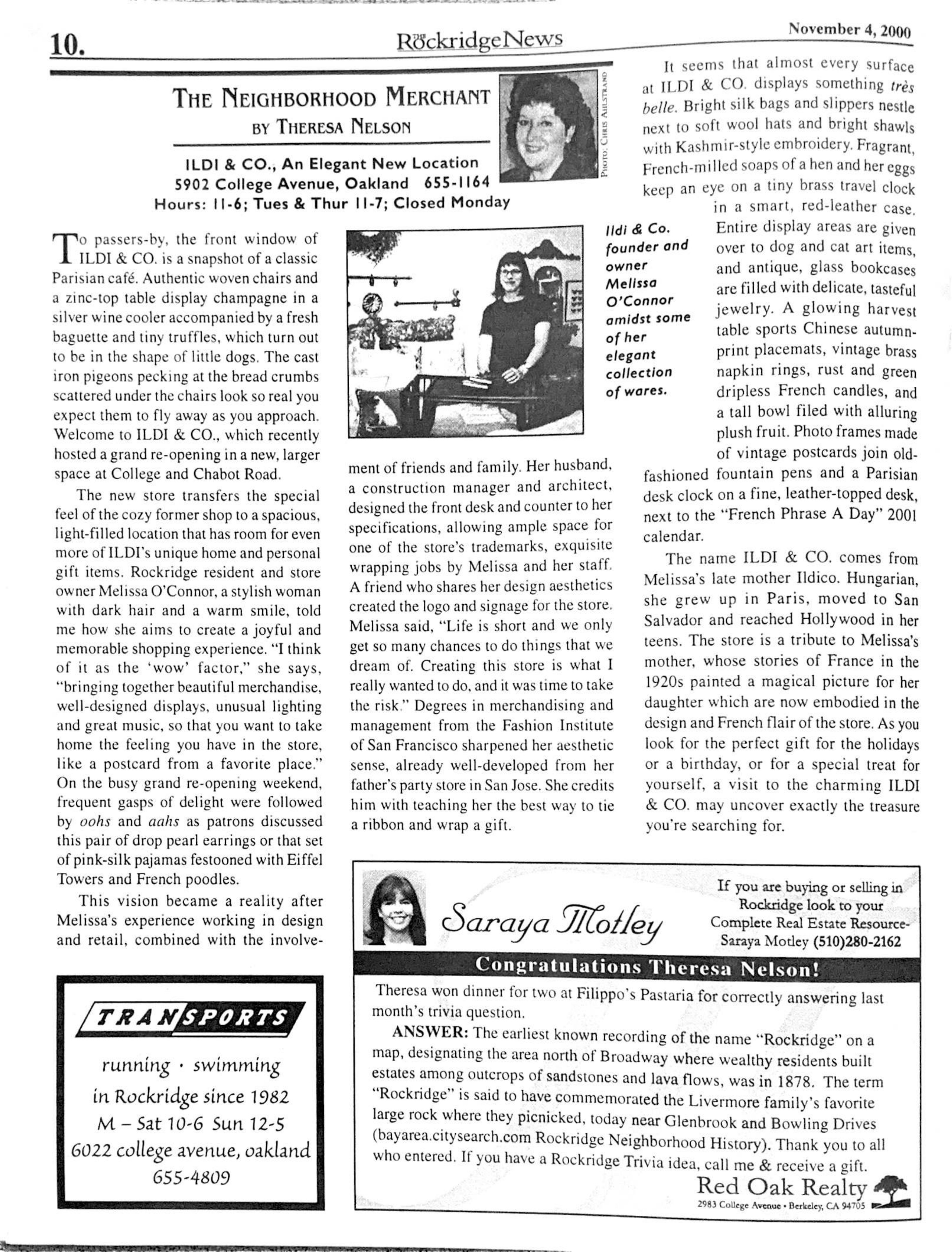 Click to zoom in The Rockridge News, November 2000, page 10