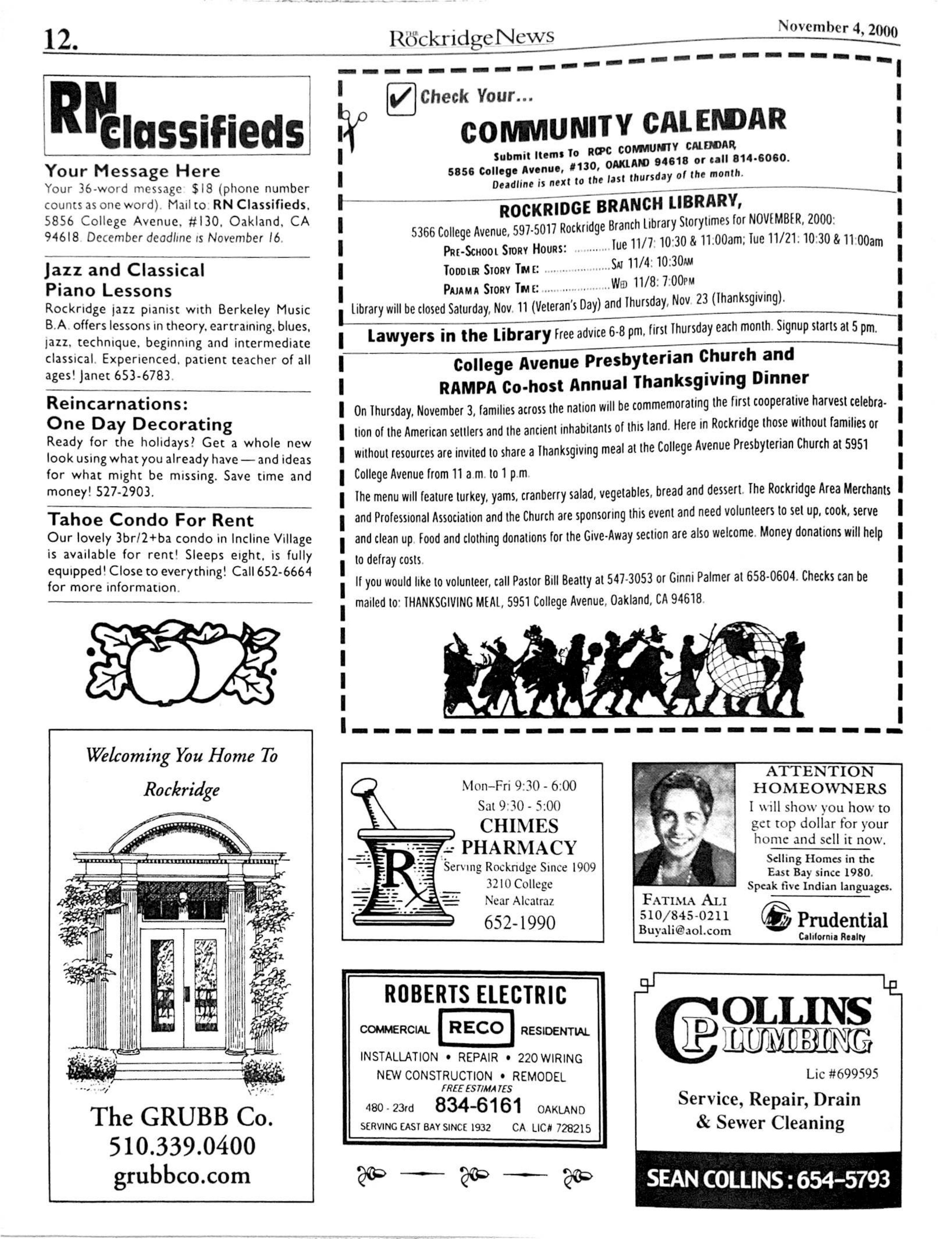 Click to zoom in The Rockridge News, November 2000, page 12