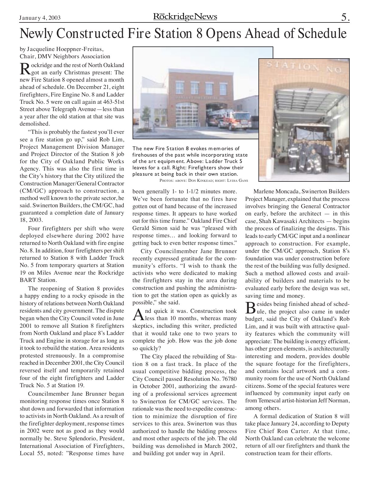 Click to zoom in The Rockridge News, January 2003, page 5