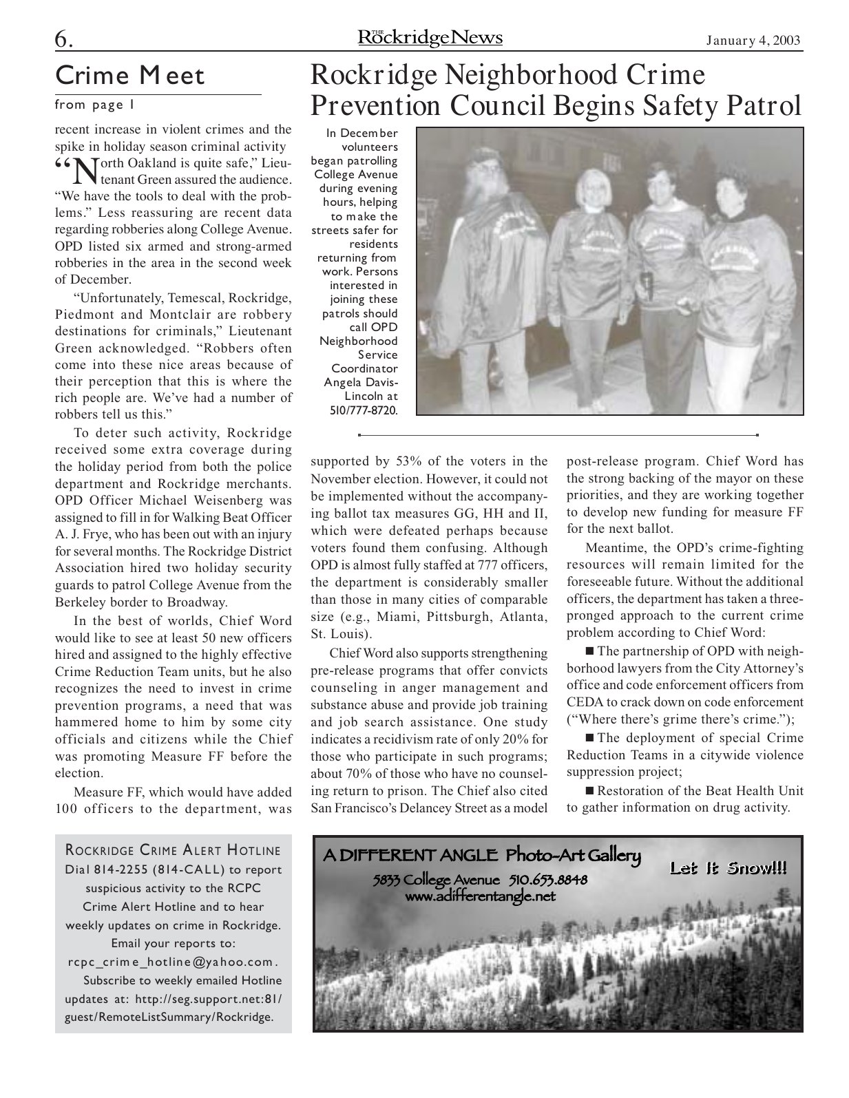 Click to zoom in The Rockridge News, January 2003, page 6