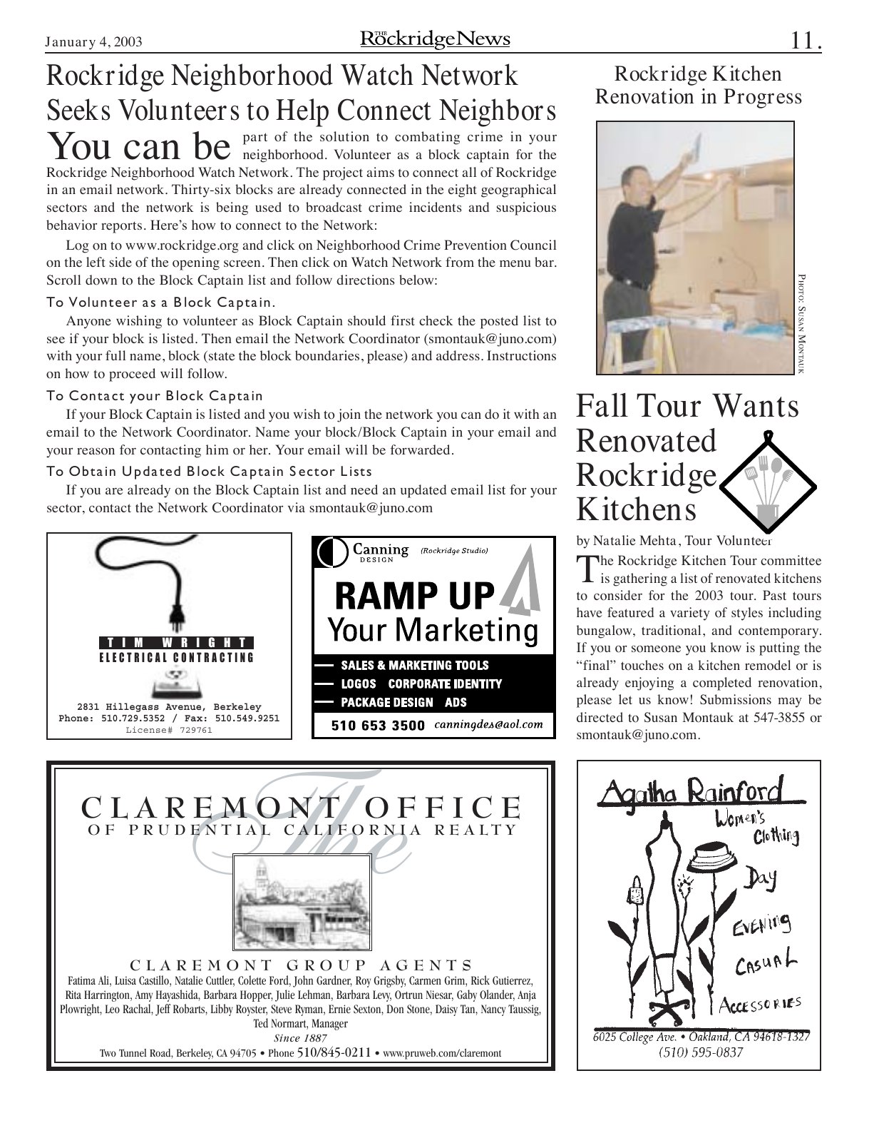 Click to zoom in The Rockridge News, January 2003, page 11