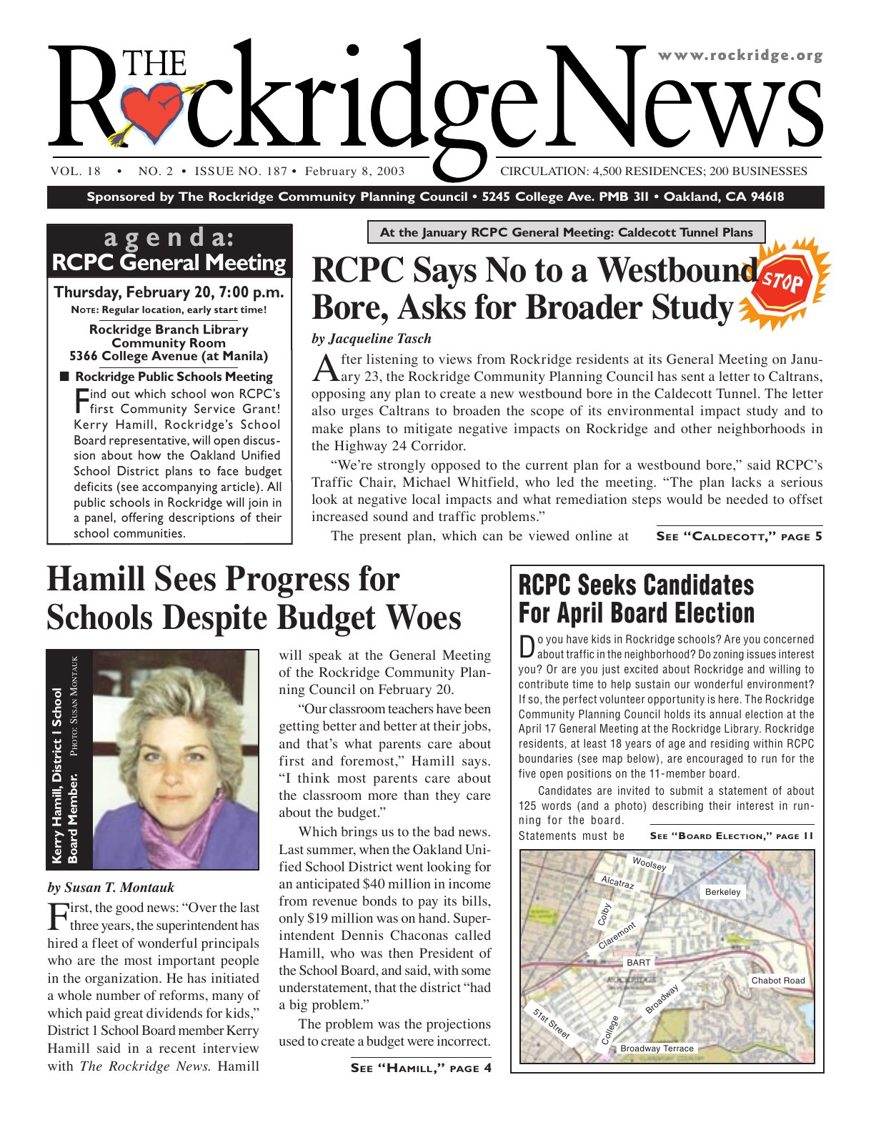 The Rockridge News, February 2003, page 1