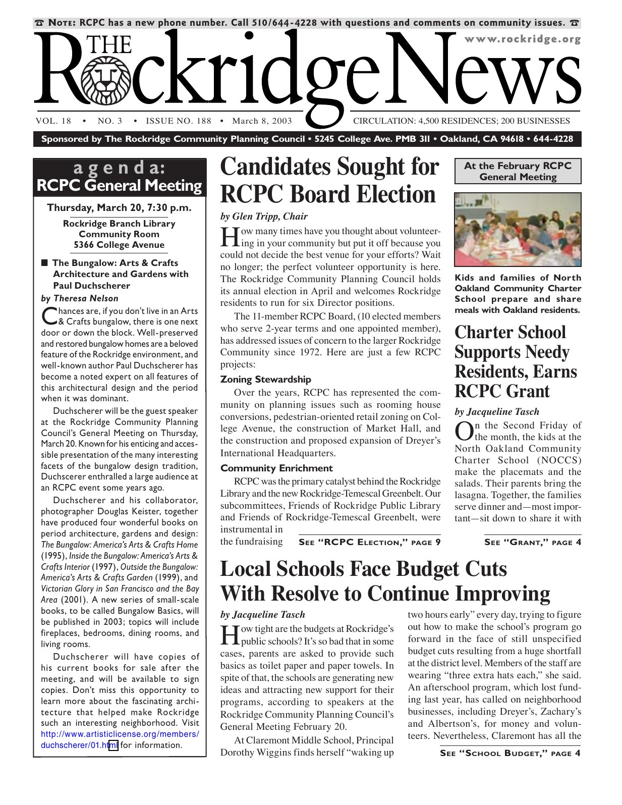 Click to zoom in The Rockridge News, March 2003, page 1