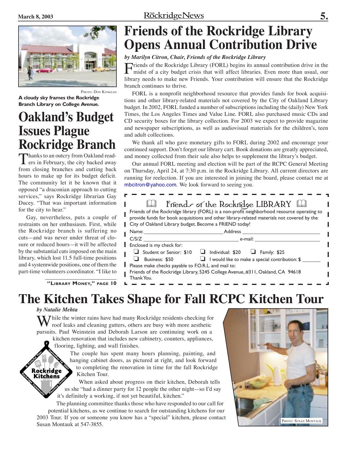 The Rockridge News, March 2003, page 5