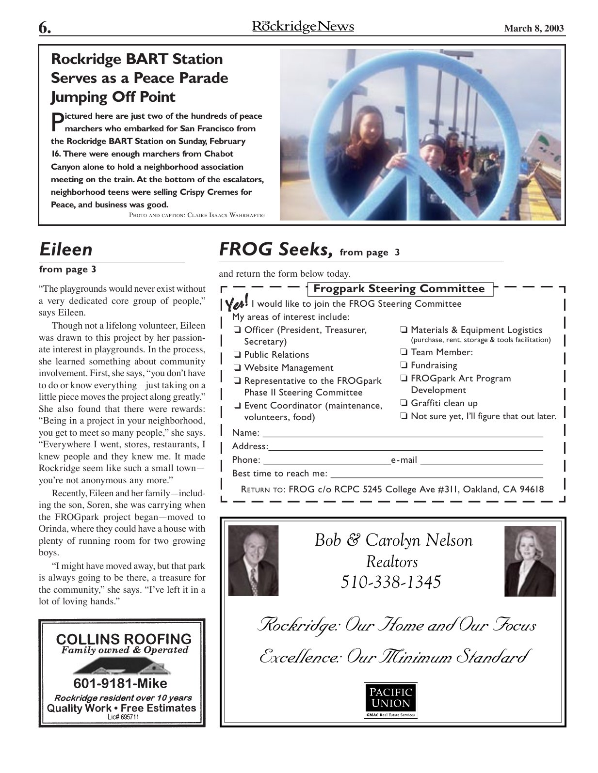 Click to zoom in The Rockridge News, March 2003, page 6