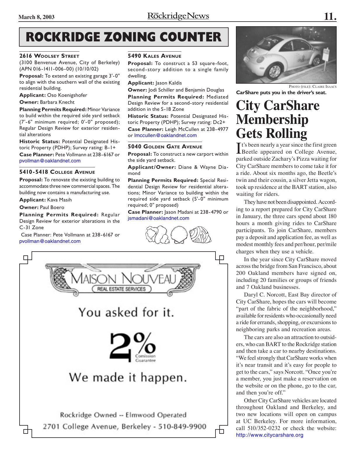 Click to zoom in The Rockridge News, March 2003, page 11