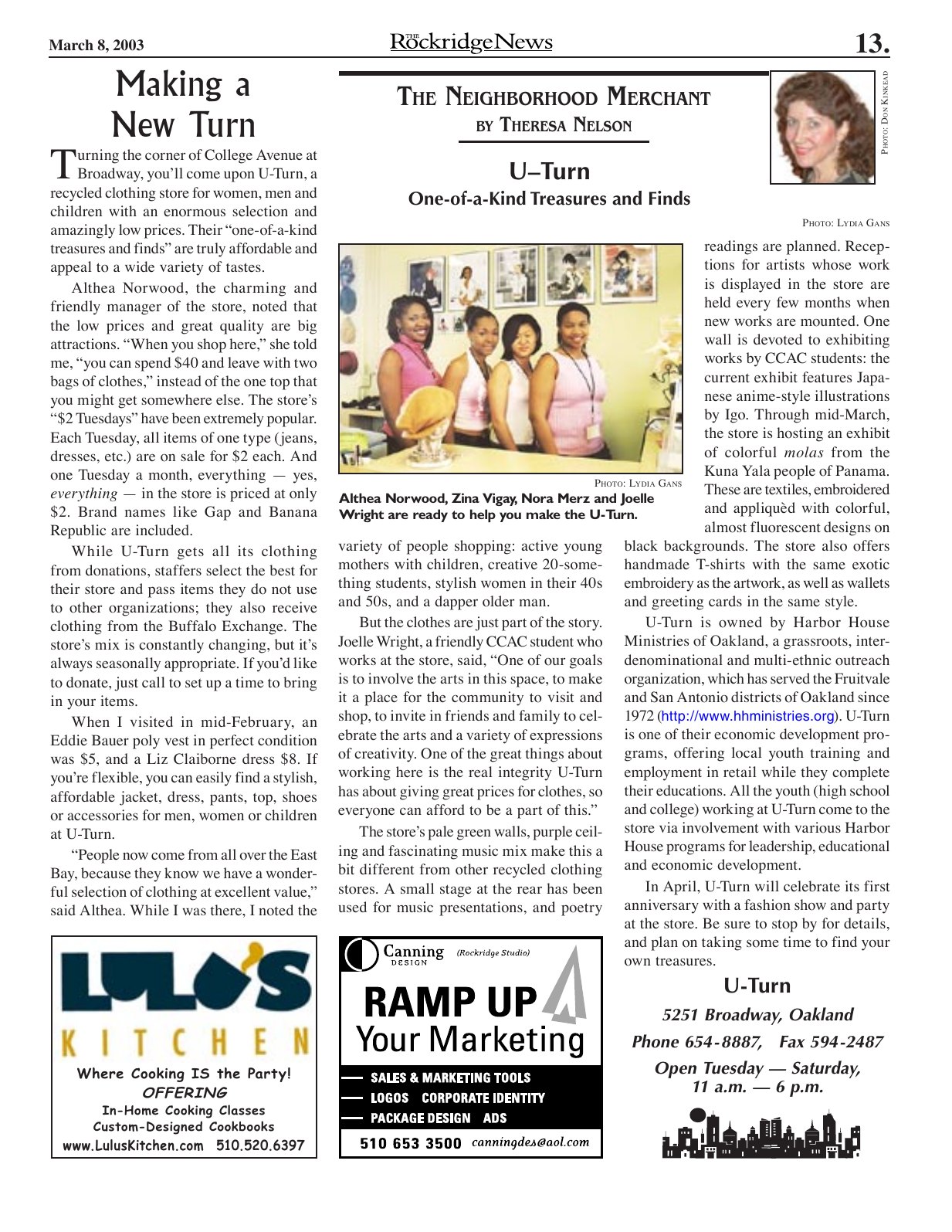 Click to zoom in The Rockridge News, March 2003, page 13