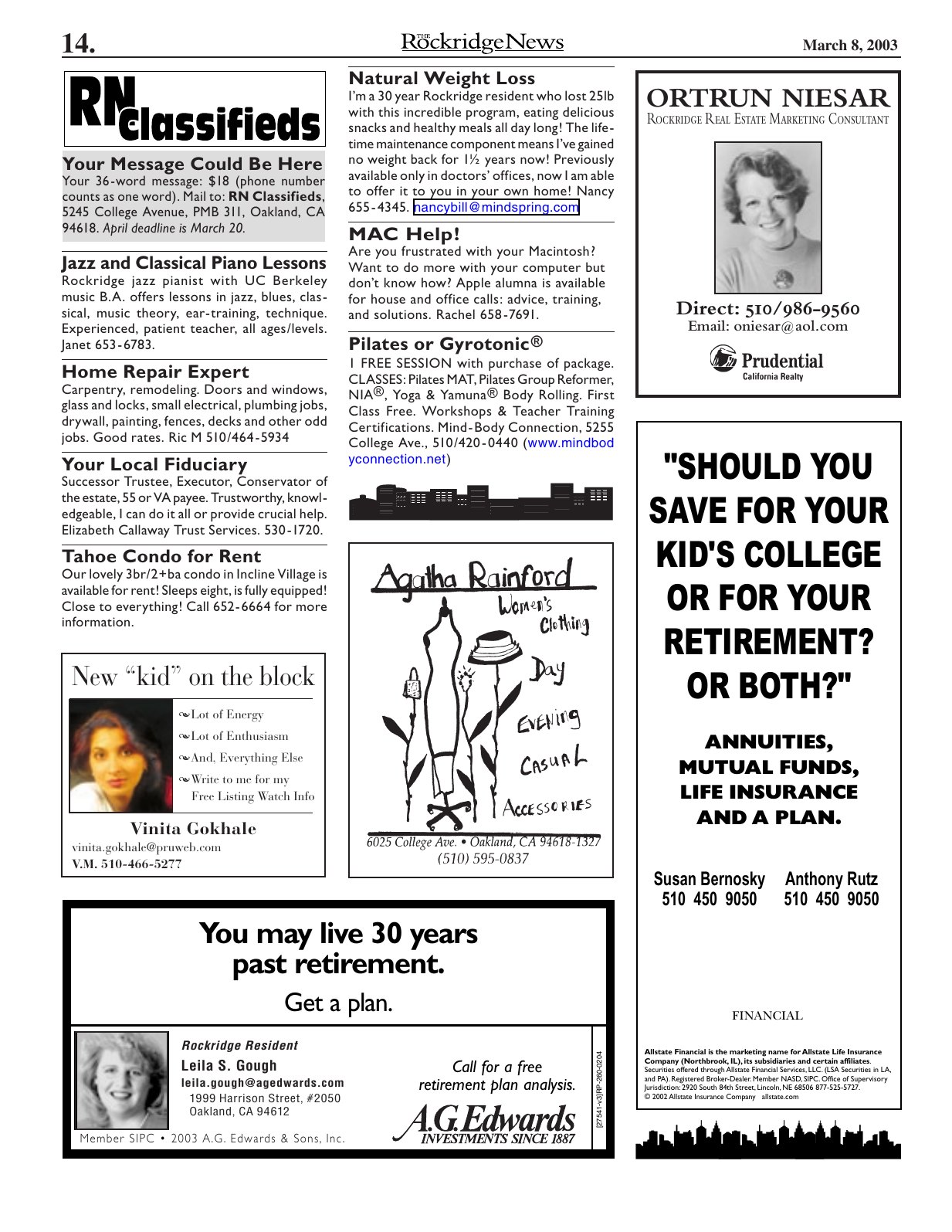 Click to zoom in The Rockridge News, March 2003, page 14