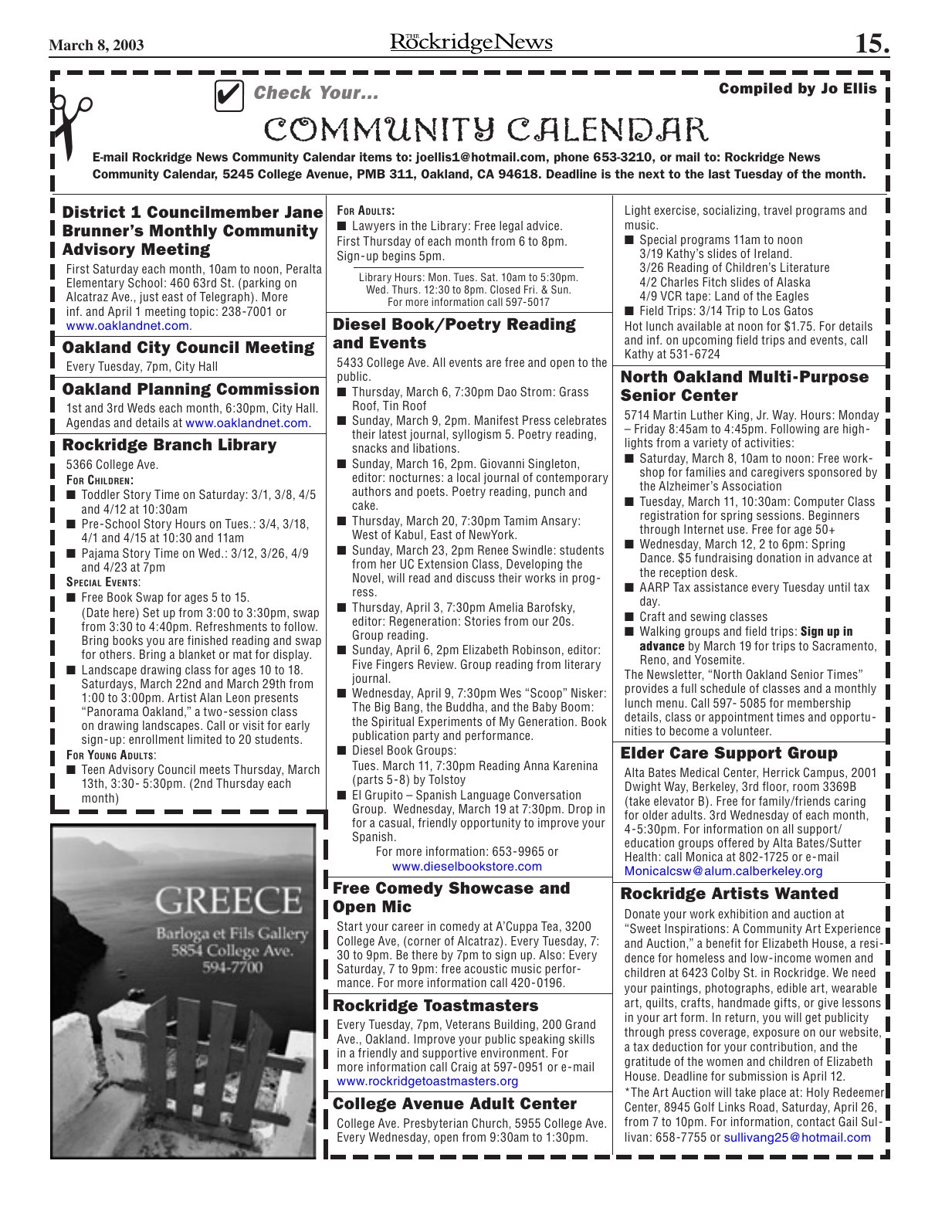 Click to zoom in The Rockridge News, March 2003, page 15