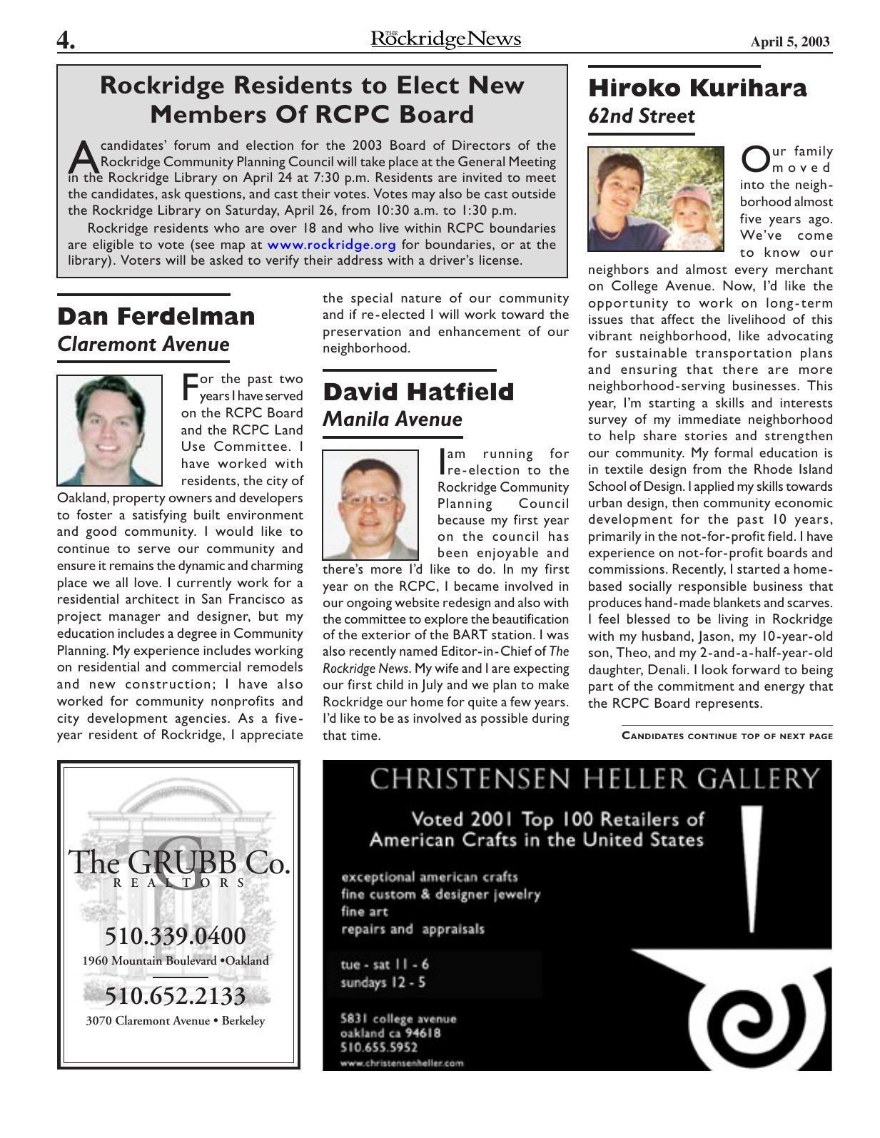 Click to zoom in The Rockridge News, April 2003, page 4