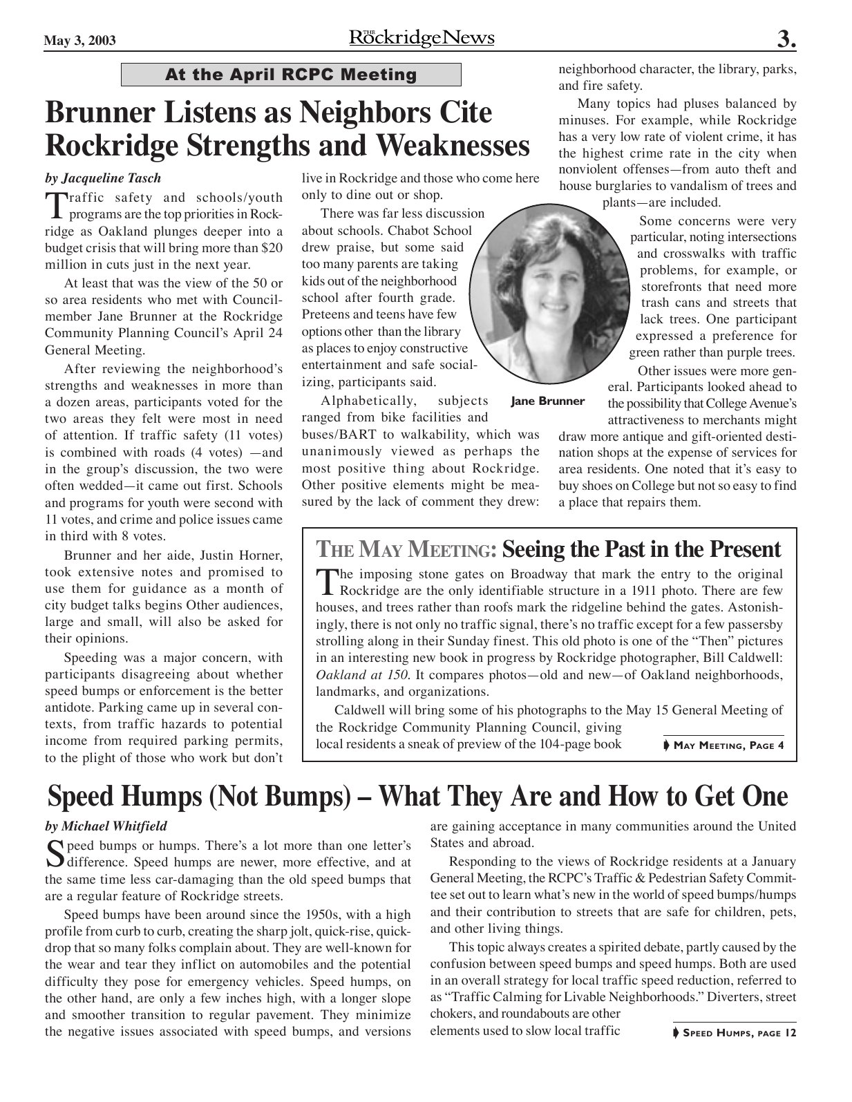Click to zoom in The Rockridge News, May 2003, page 3