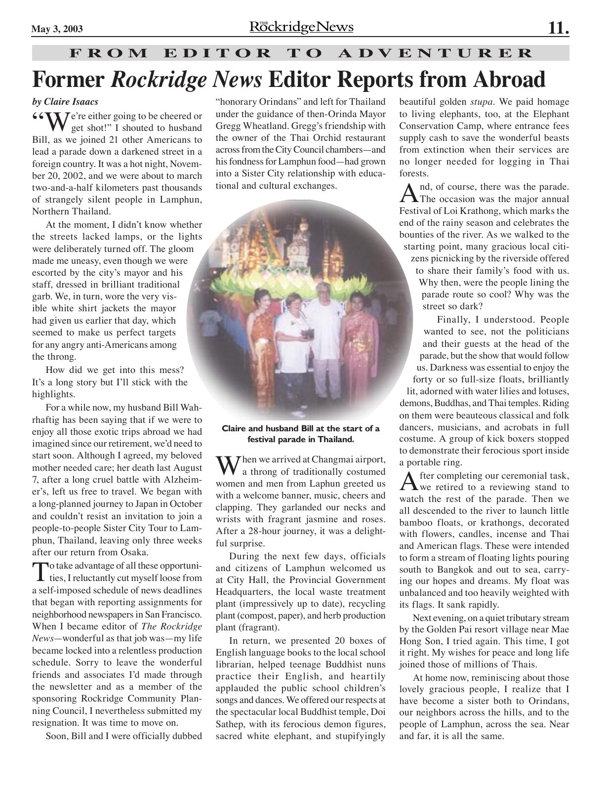 Click to zoom in The Rockridge News, May 2003, page 11
