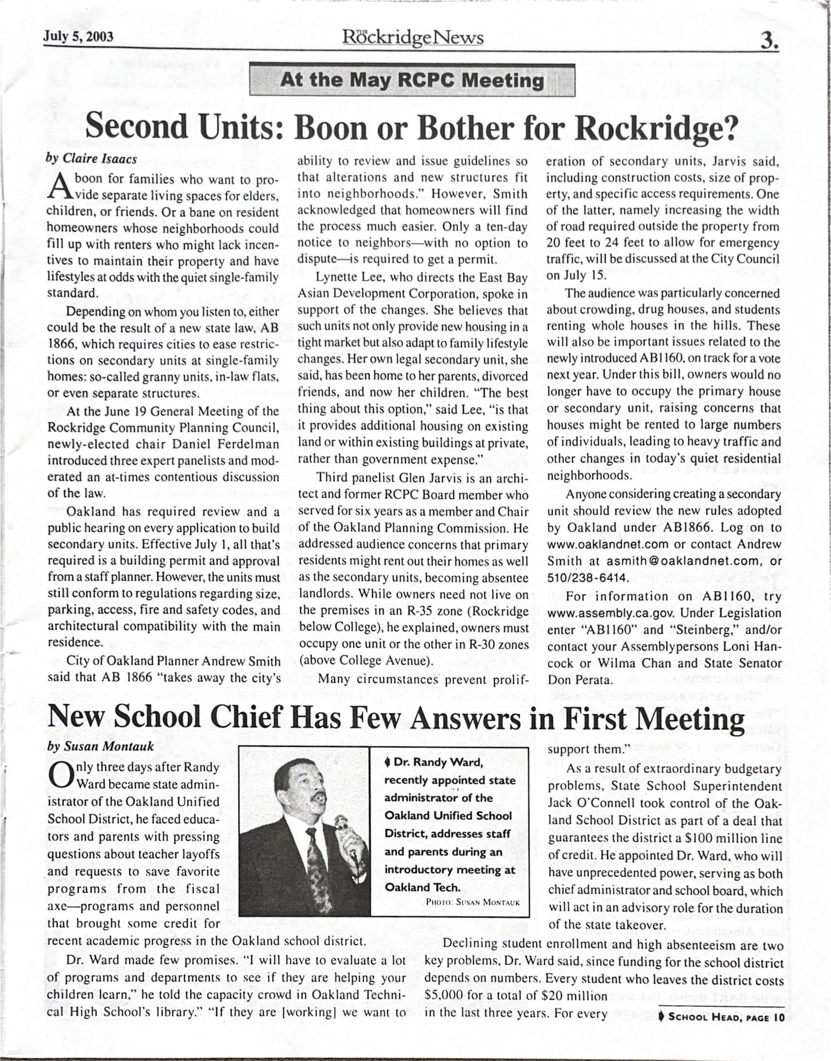 The Rockridge News, June 2003, page 3