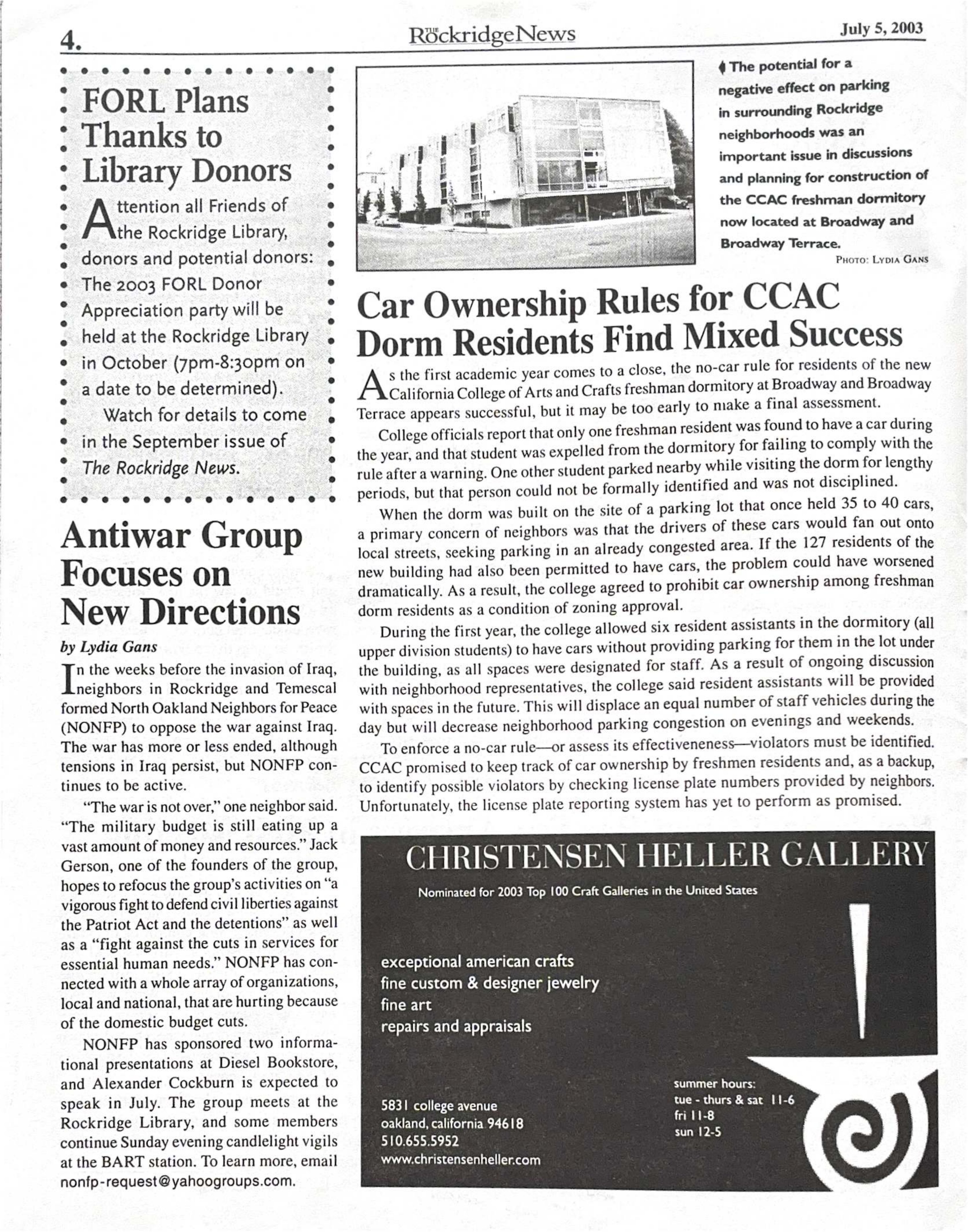 Click to zoom in The Rockridge News, June 2003, page 4