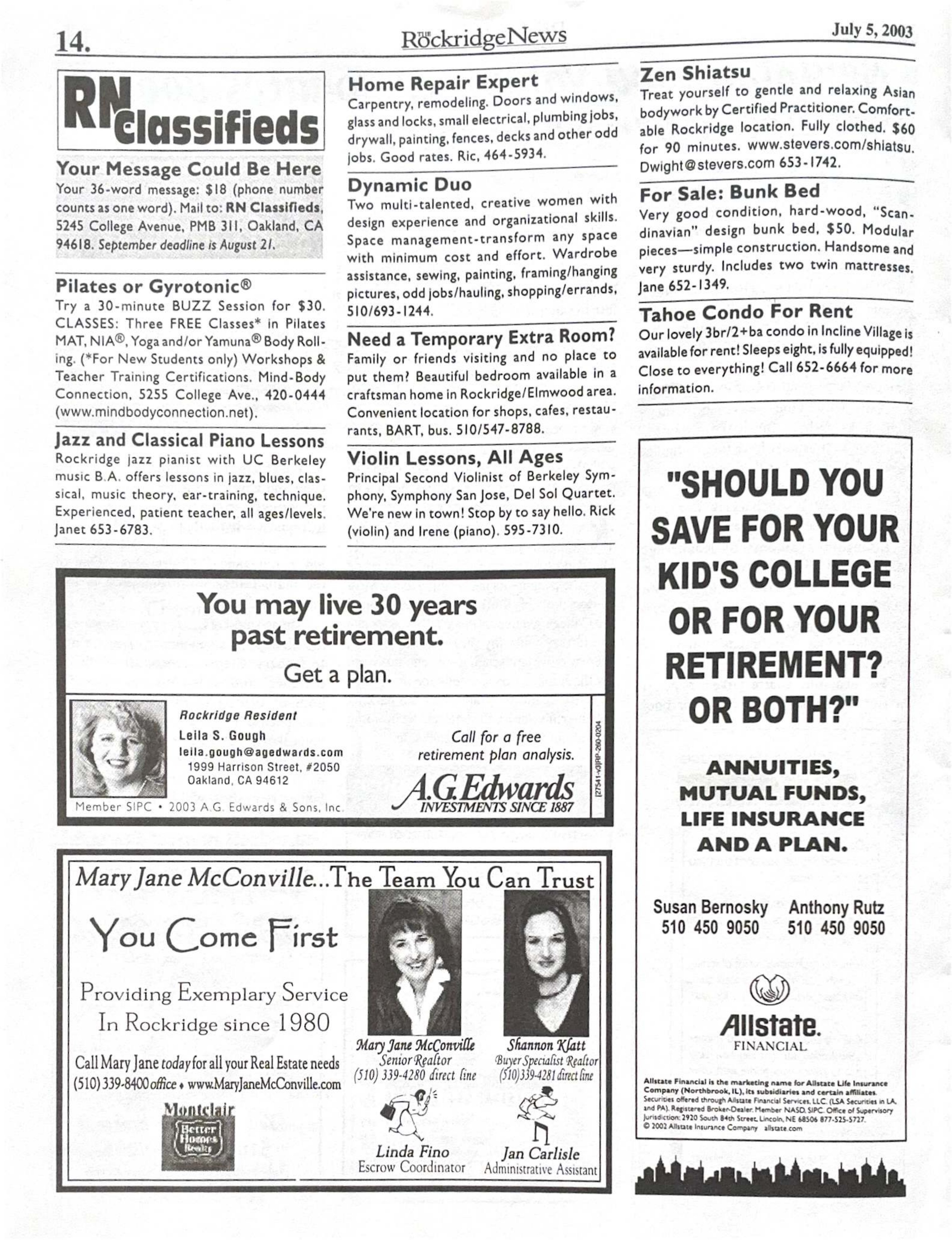 Click to zoom in The Rockridge News, June 2003, page 14