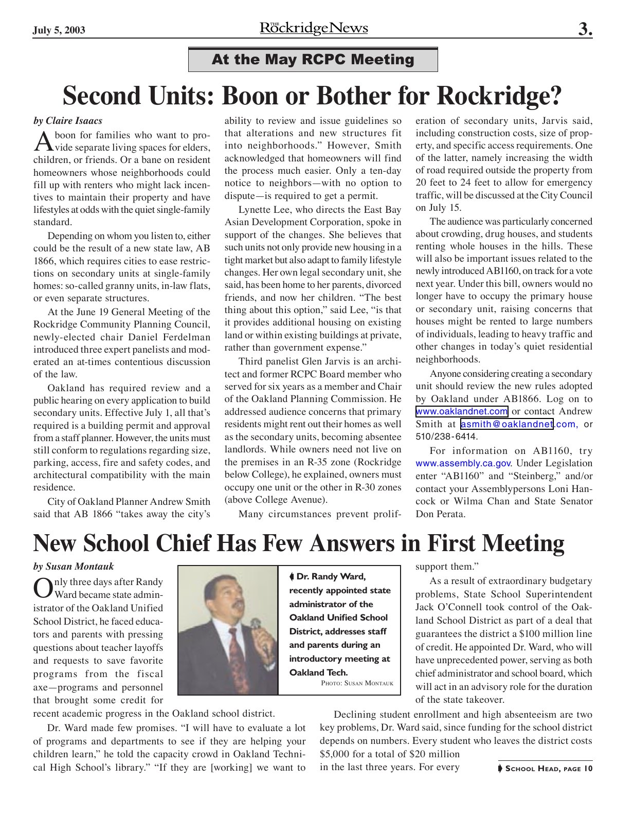 The Rockridge News, July 2003, page 3