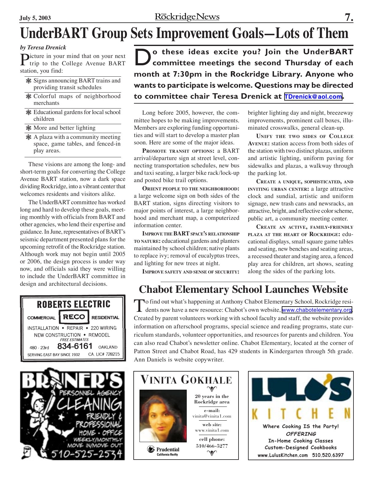 Click to zoom in The Rockridge News, July 2003, page 7