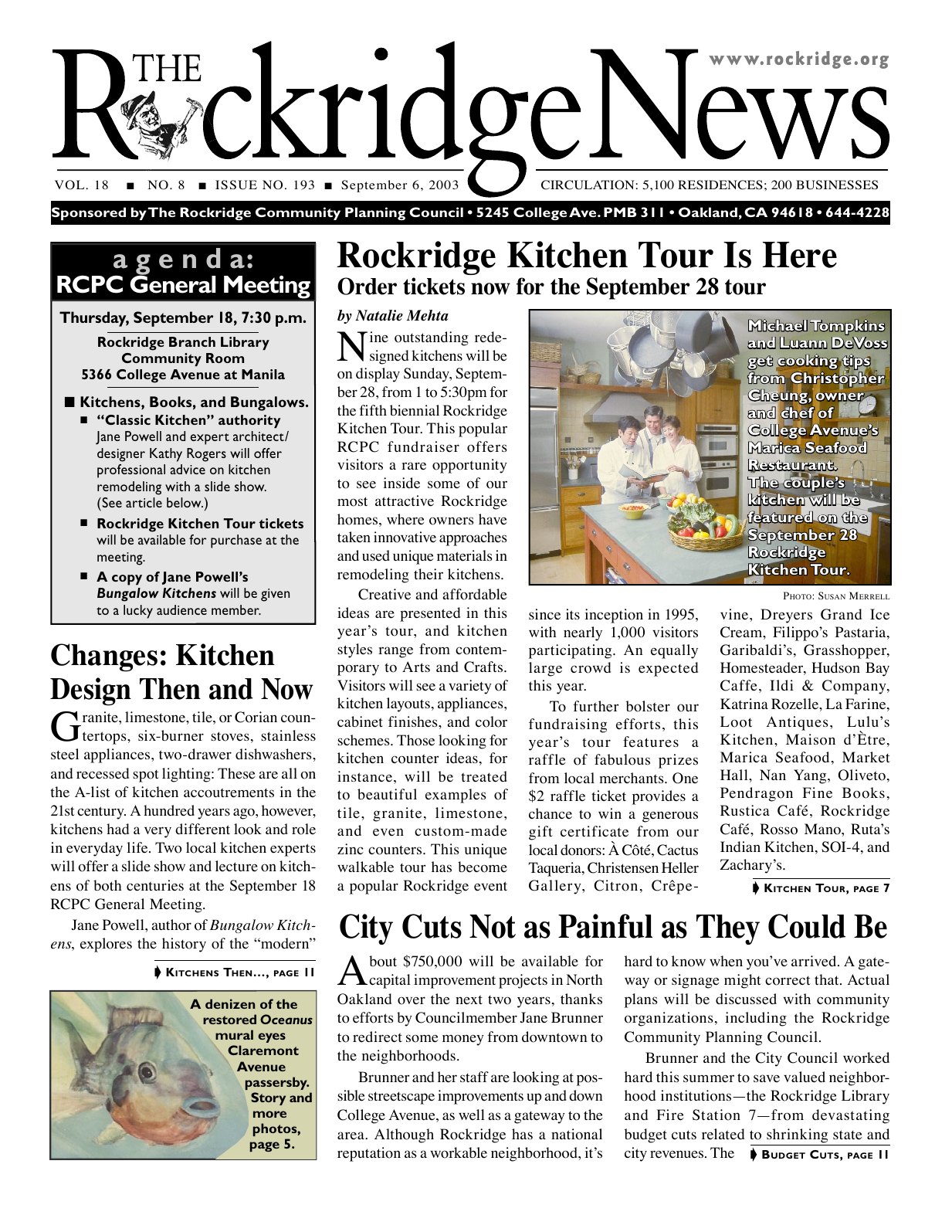 The Rockridge News, September 2003, page 1