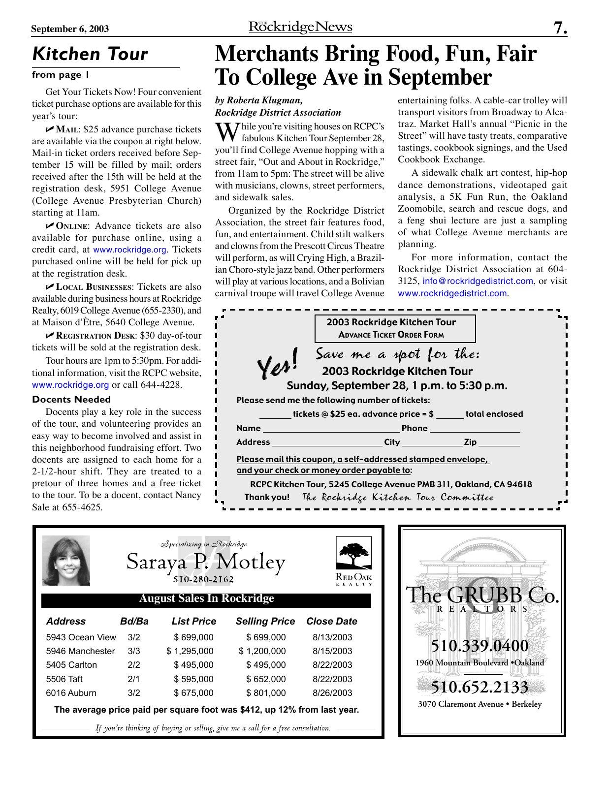 Click to zoom in The Rockridge News, September 2003, page 7