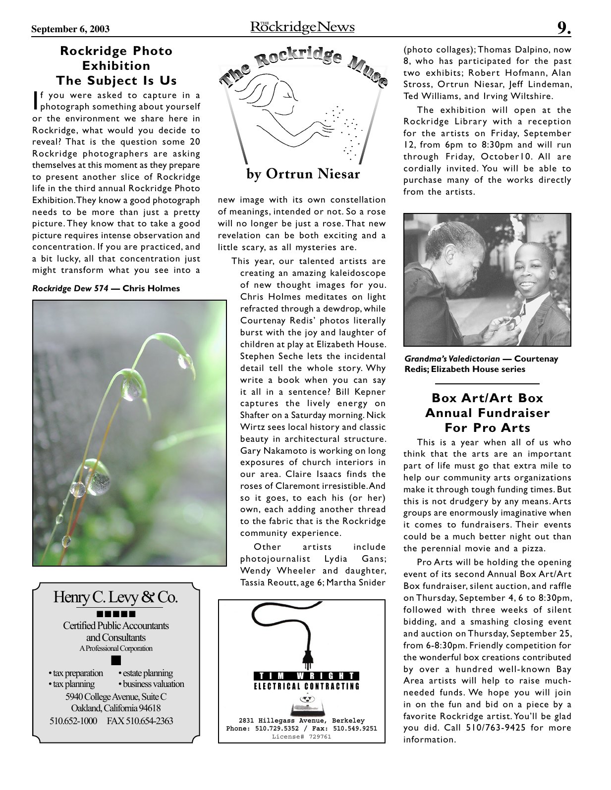 Click to zoom in The Rockridge News, September 2003, page 9