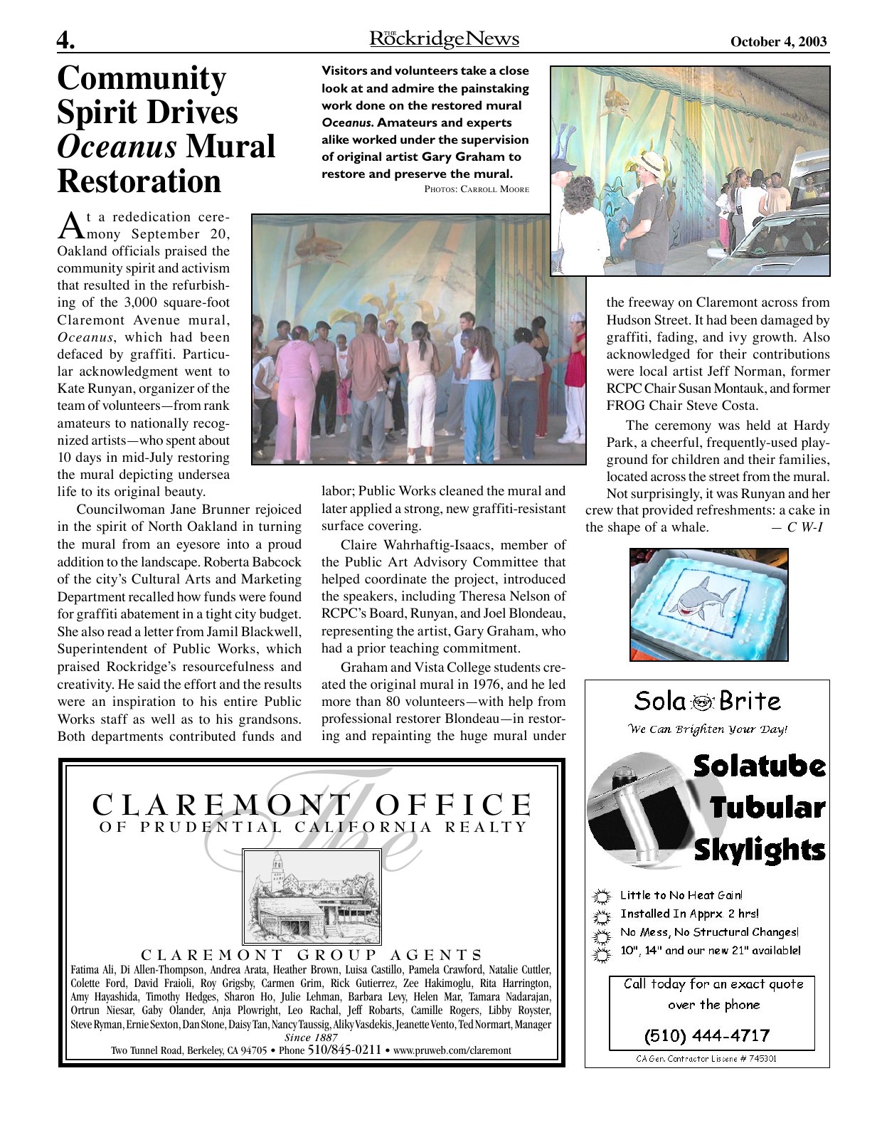 Click to zoom in The Rockridge News, October 2003, page 4
