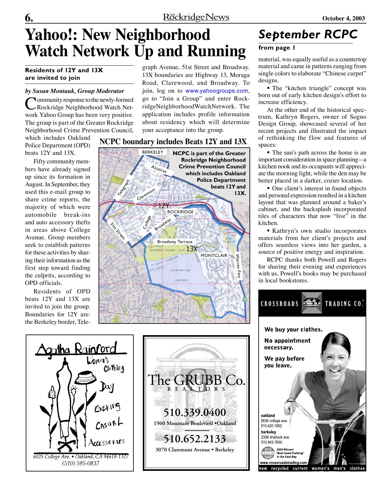 Click to zoom in The Rockridge News, October 2003, page 6