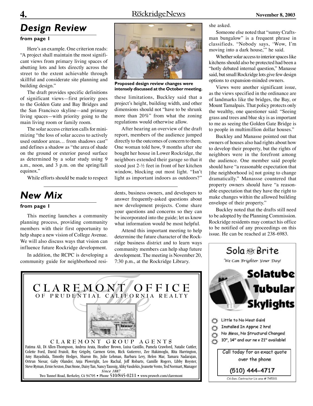 Click to zoom in The Rockridge News, November 2003, page 4