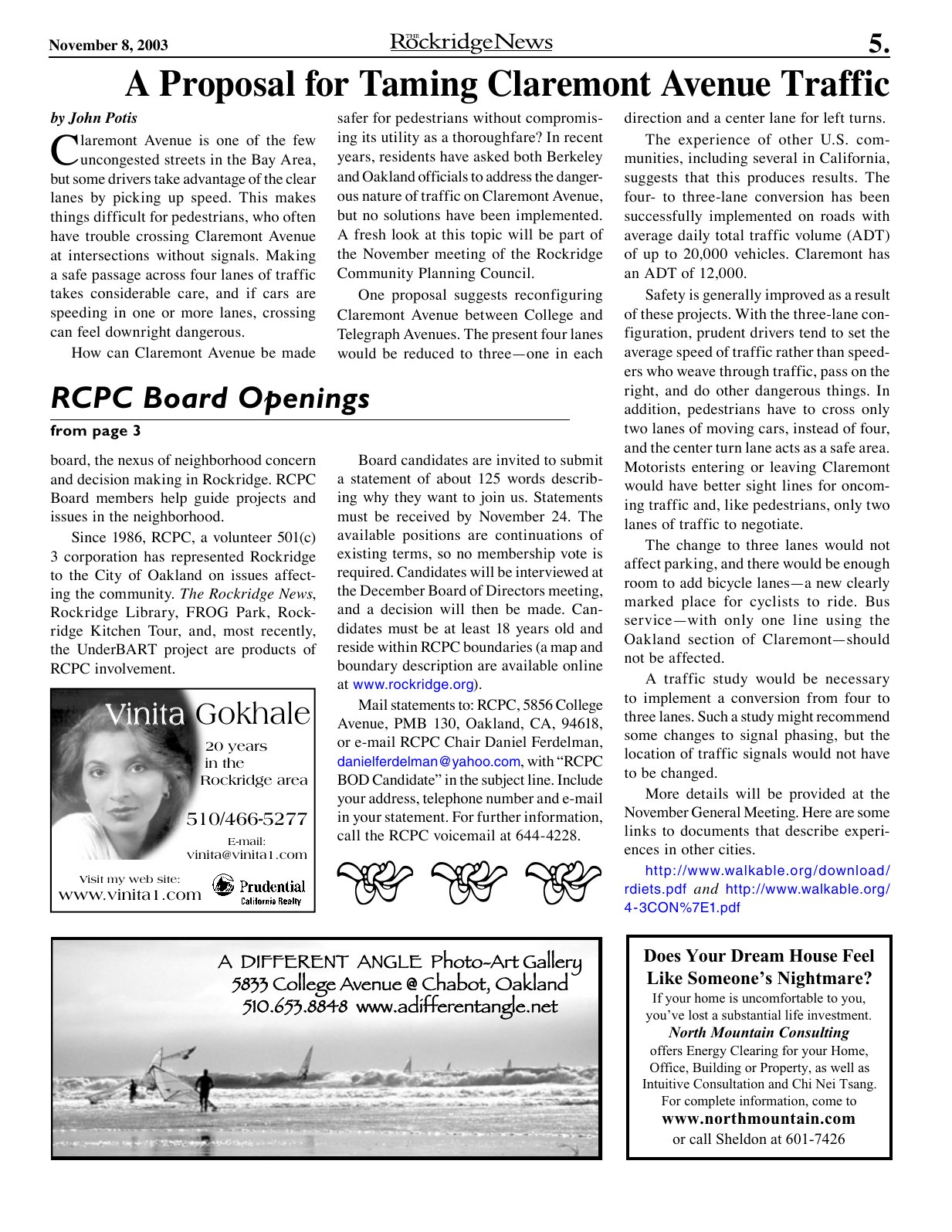 The Rockridge News, November 2003, page 5