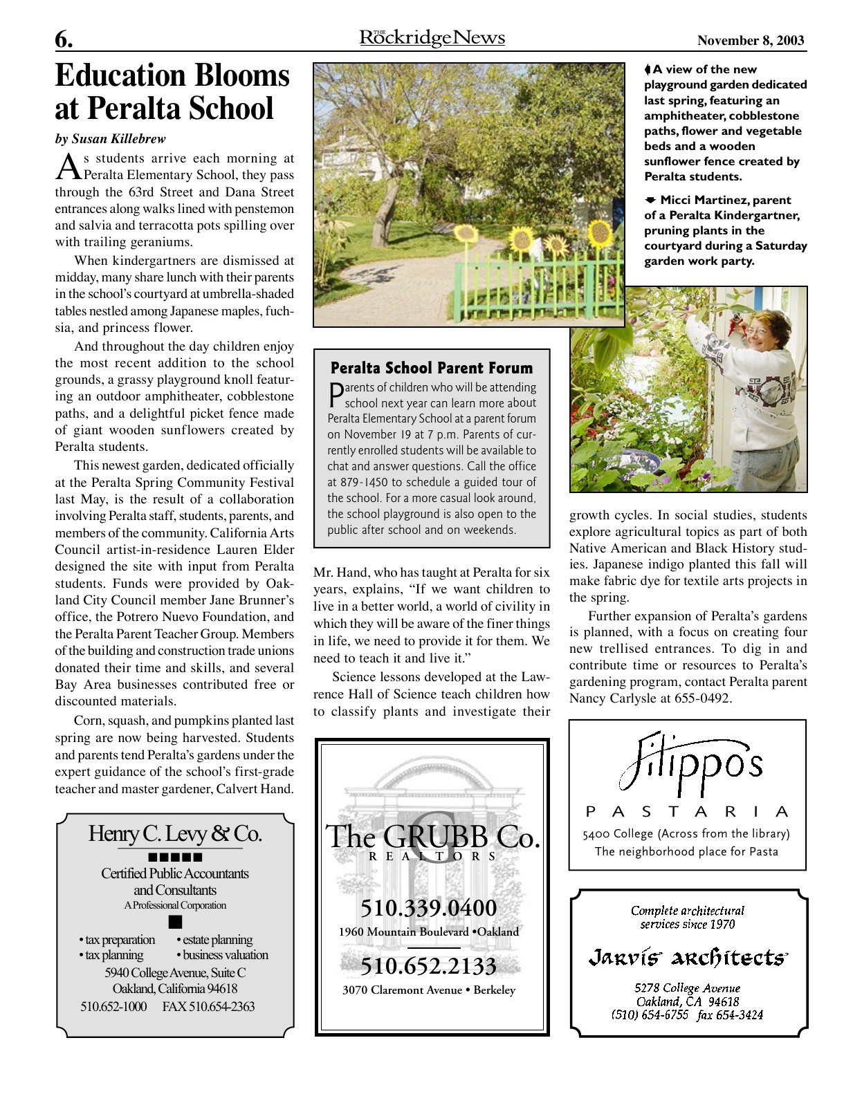 Click to zoom in The Rockridge News, November 2003, page 6