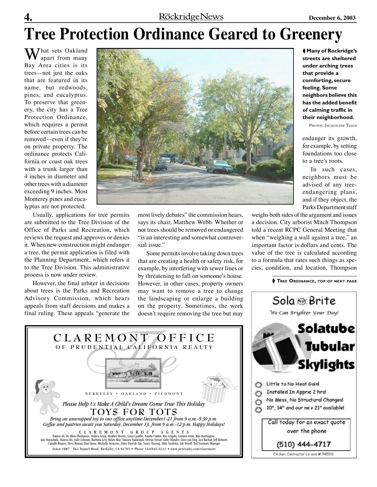 The Rockridge News, December 2003, page 4