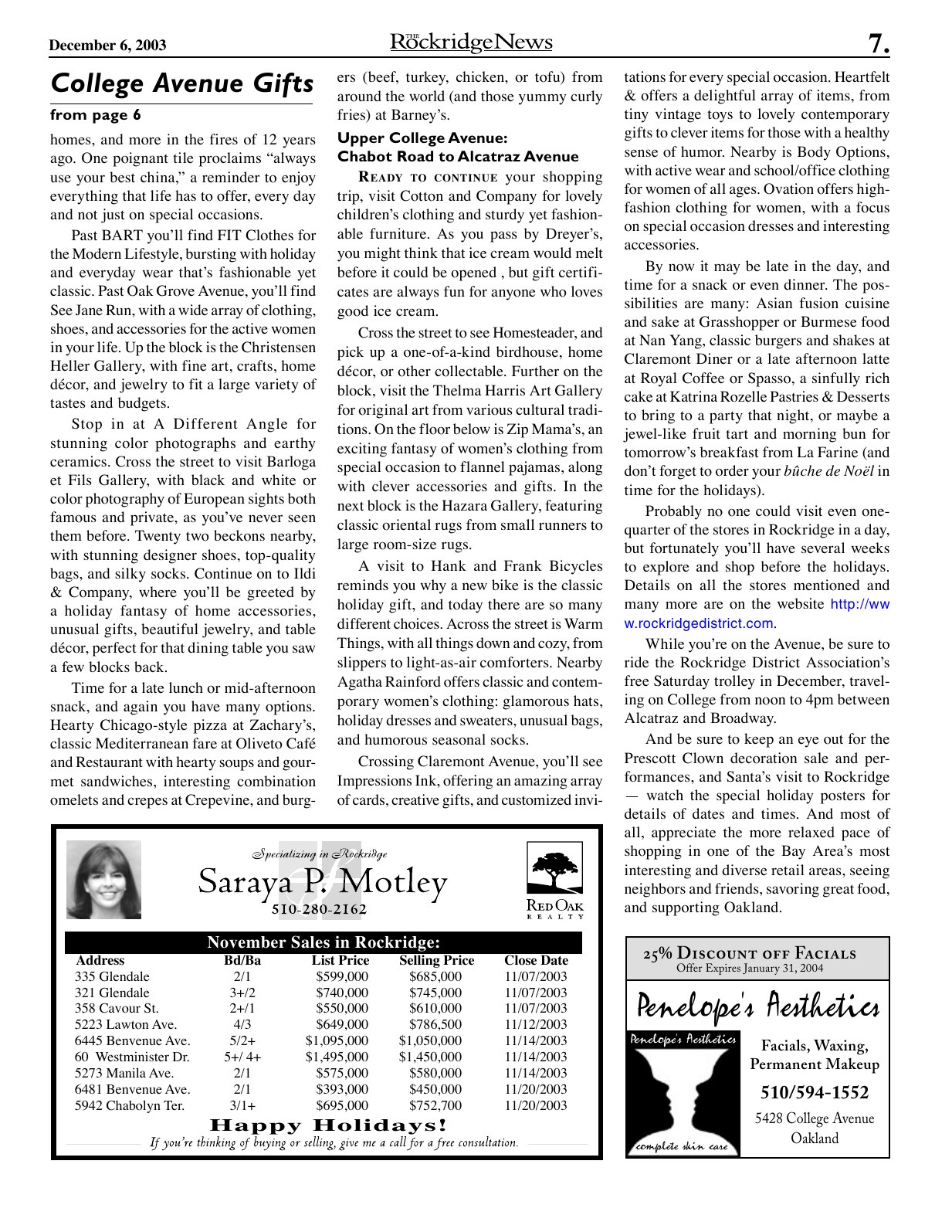 Click to zoom in The Rockridge News, December 2003, page 7