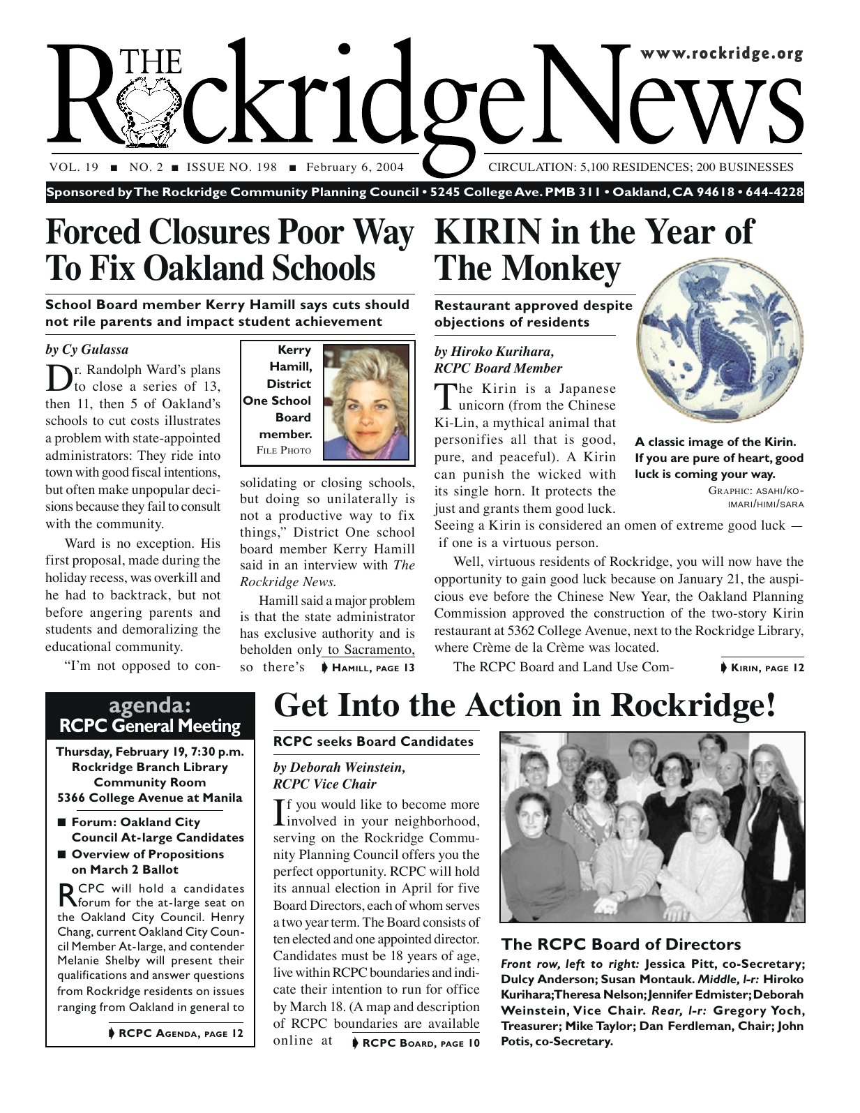 Click to zoom in The Rockridge News, February 2004, page 1