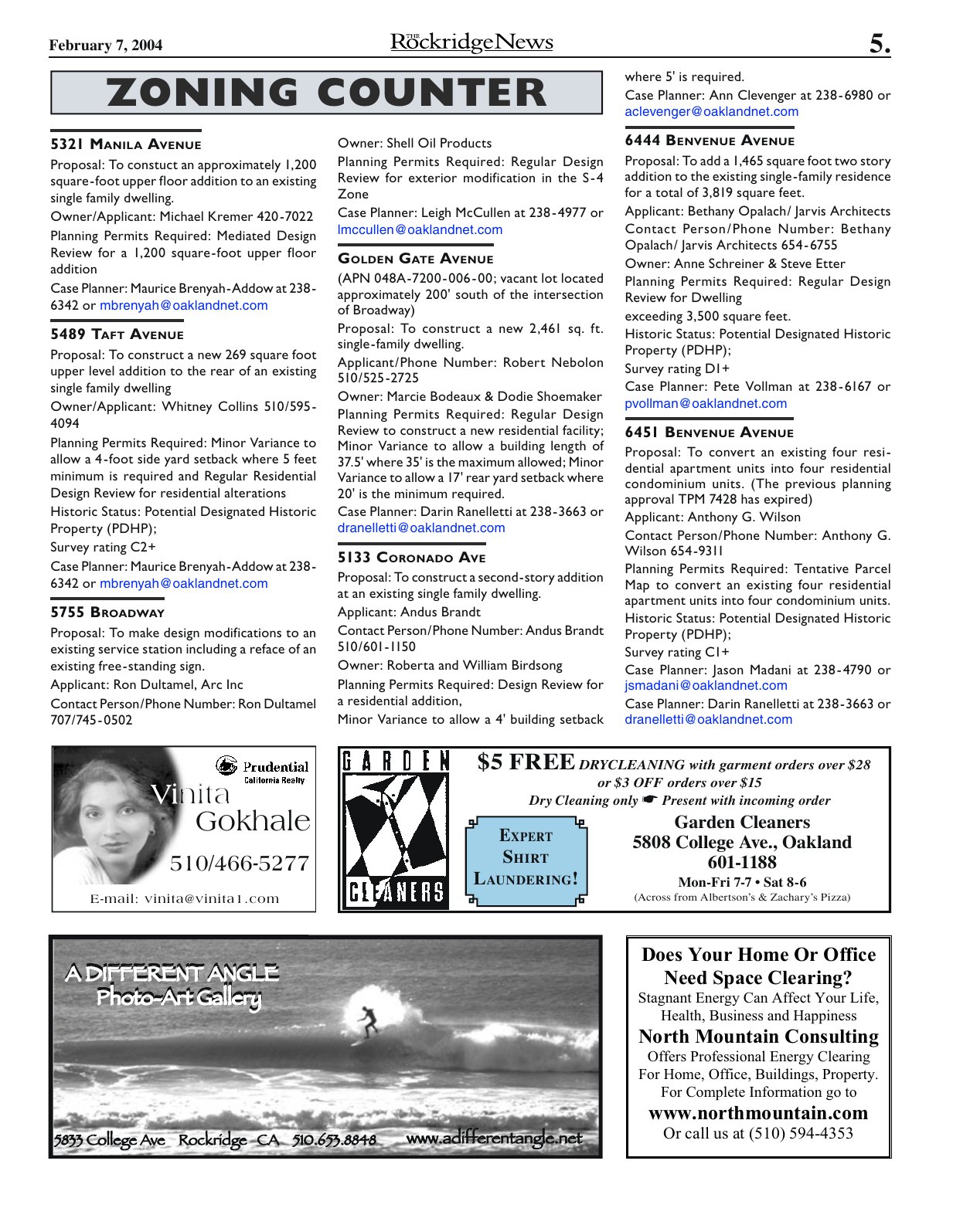 Click to zoom in The Rockridge News, February 2004, page 5