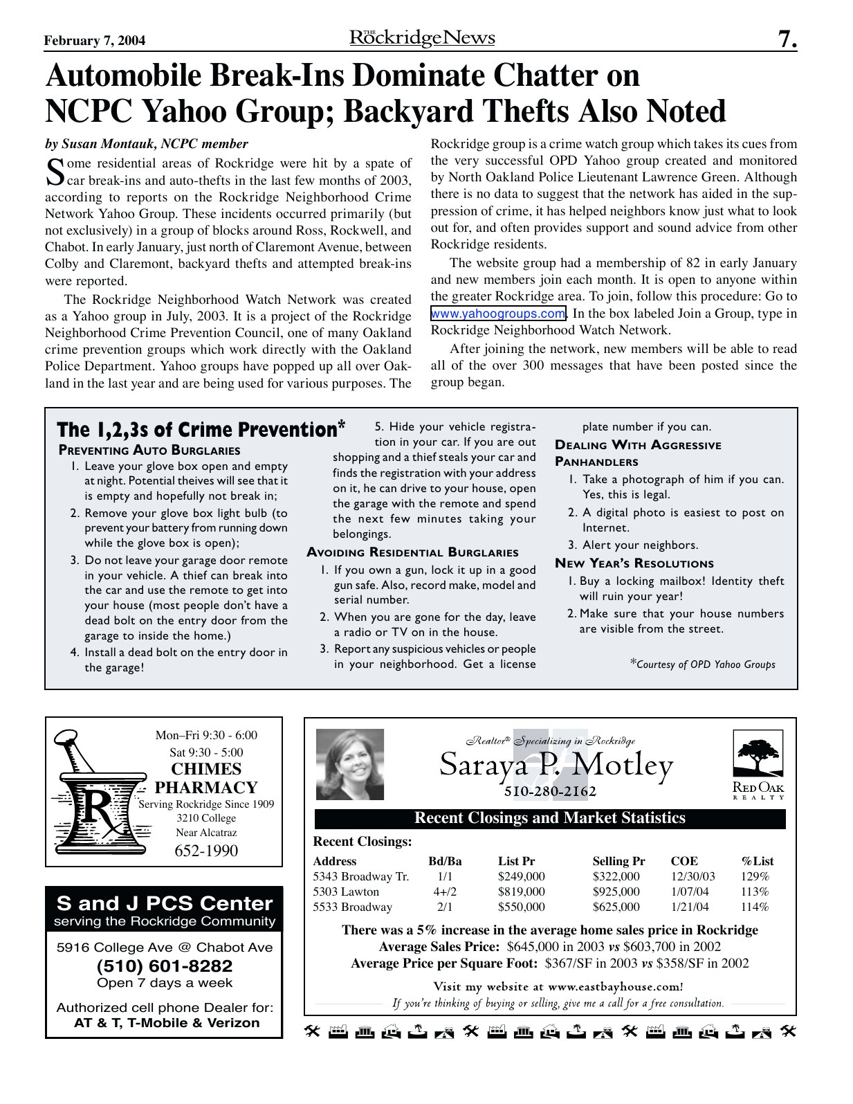 Click to zoom in The Rockridge News, February 2004, page 7