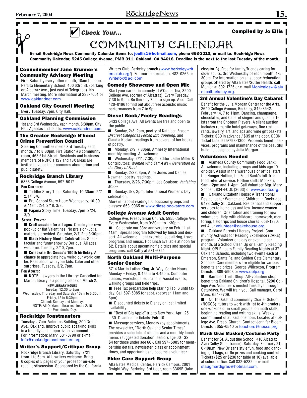 Click to zoom in The Rockridge News, February 2004, page 15