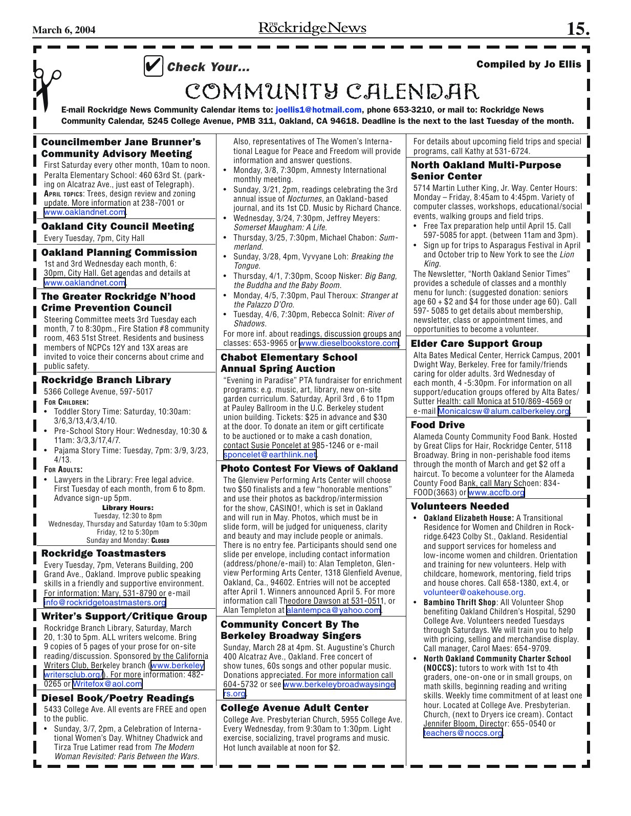 Click to zoom in The Rockridge News, March 2004, page 15