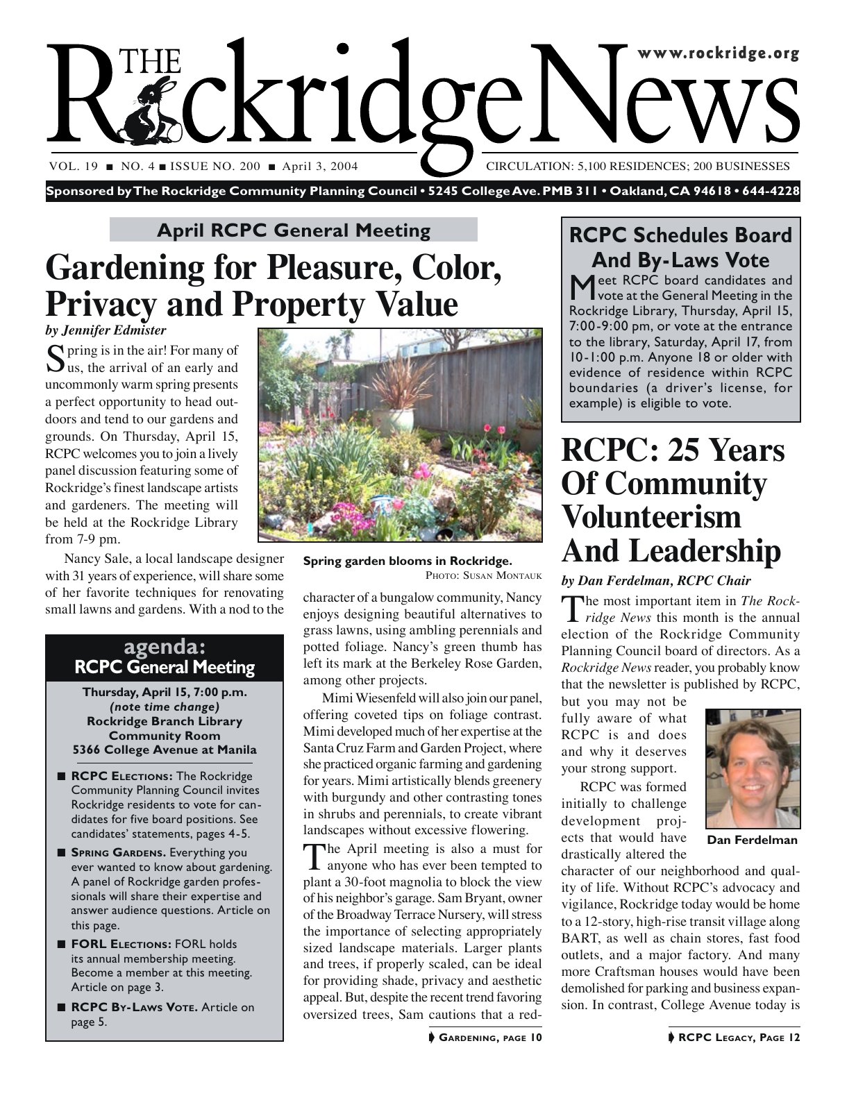 The Rockridge News, April 2004, page 1